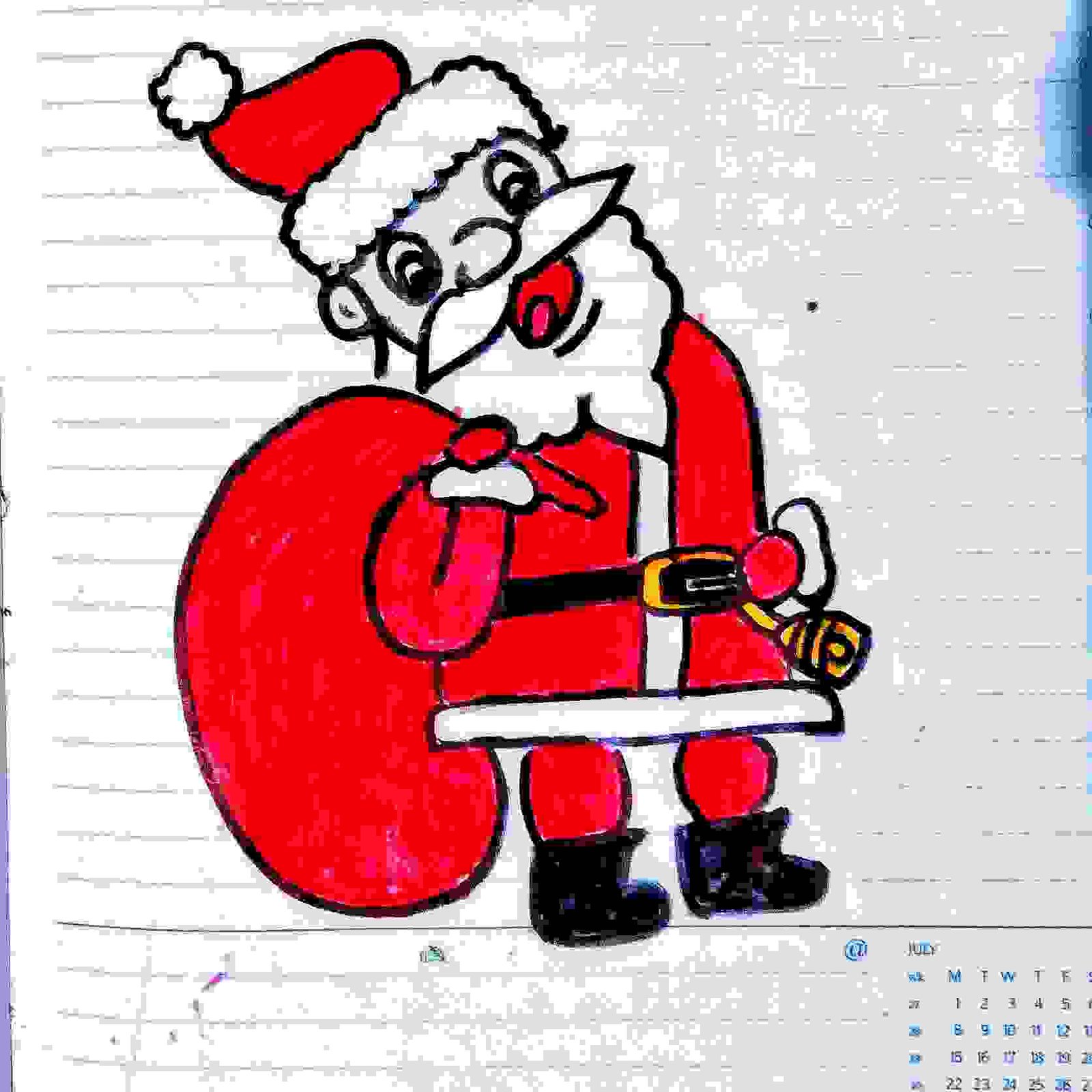 Santa Claus Cartoon Character Vintage Ink Drawing Pop Art Color, Vectors-saigonsouth.com.vn