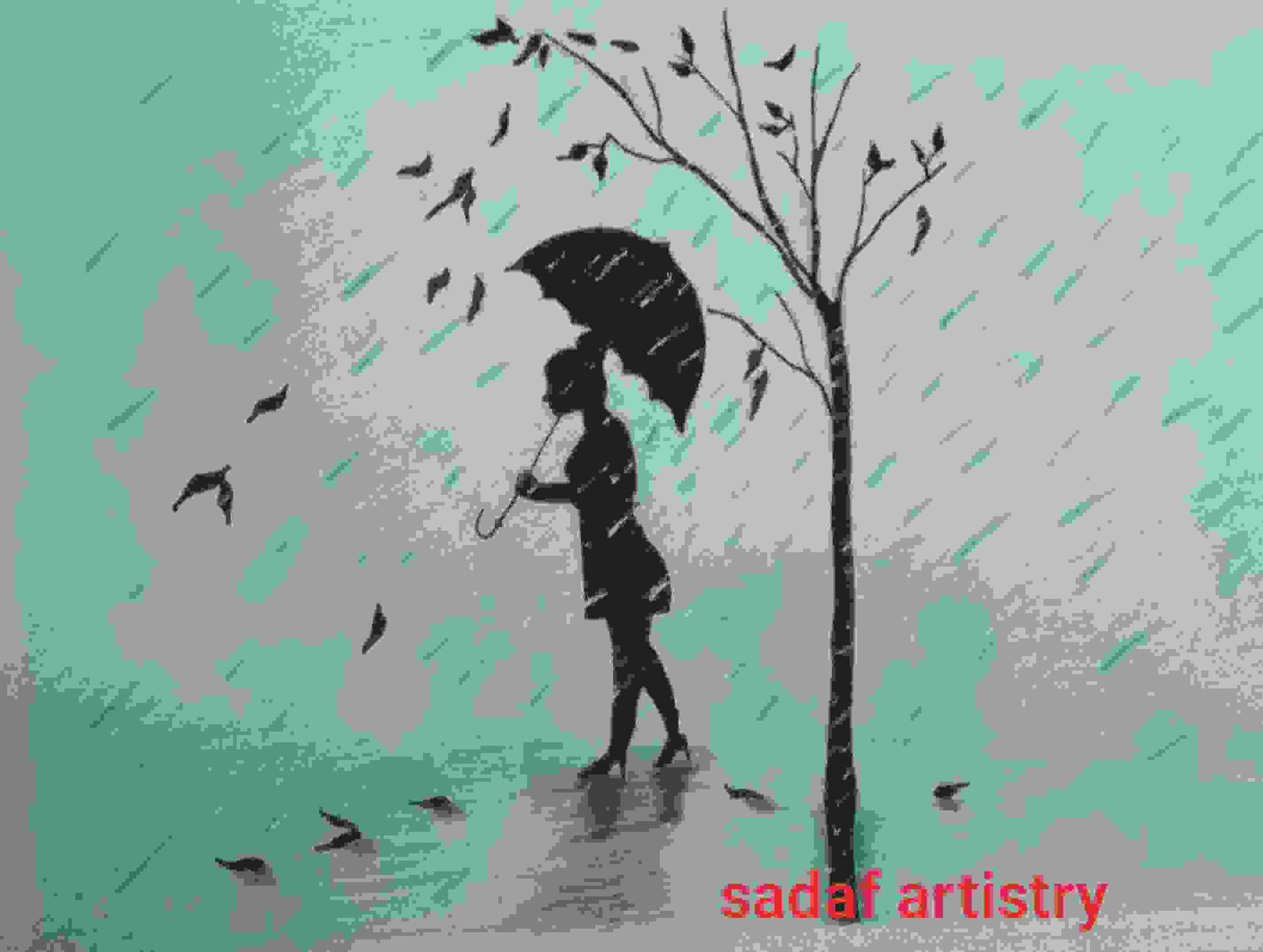 Watercolor Painting Rain And Leaves Fall Image Please Do Like Share An