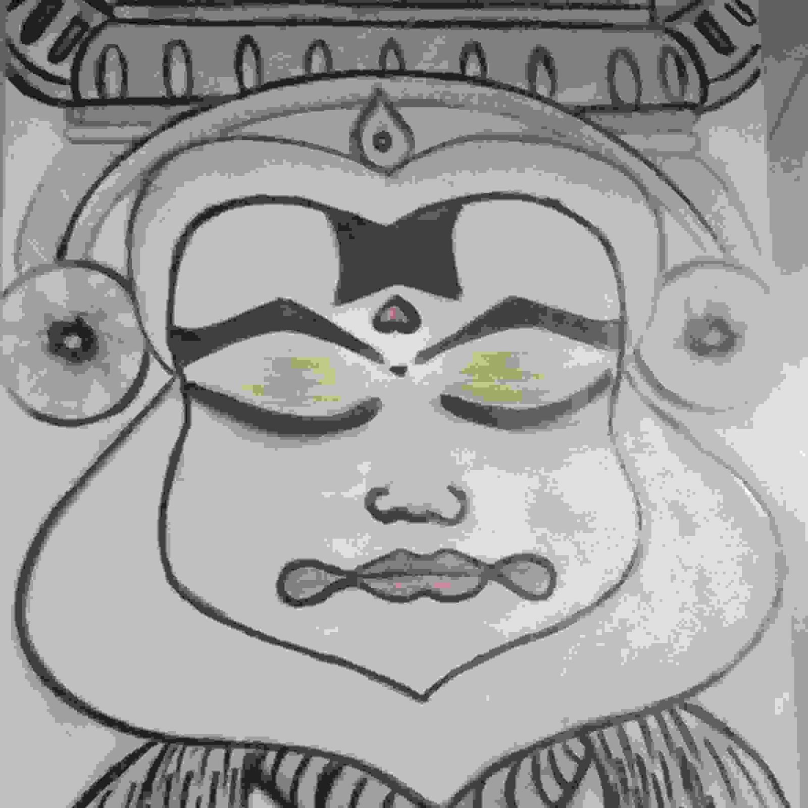 Kathakali Face Painting in Pencil Colour | Kerala mural painting, Canvas  art, Mural painting