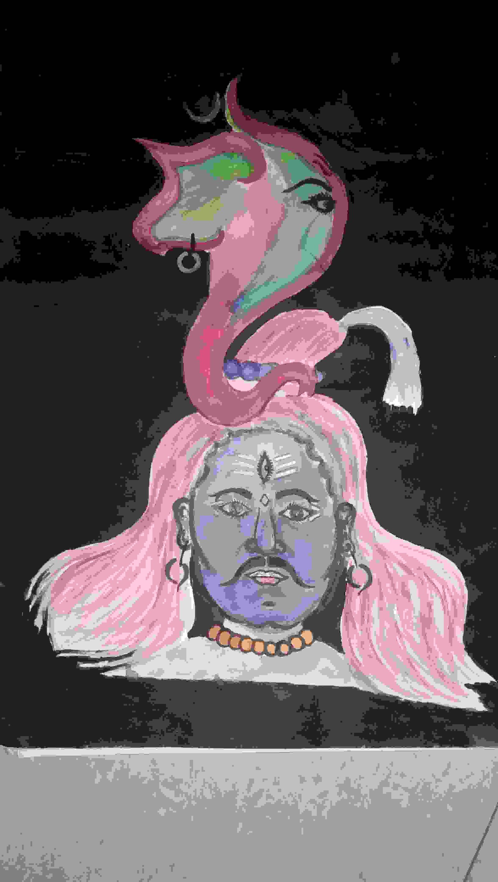 Painting Of Shiva Ganesha In Sangam Shettigar Size A4 Sq