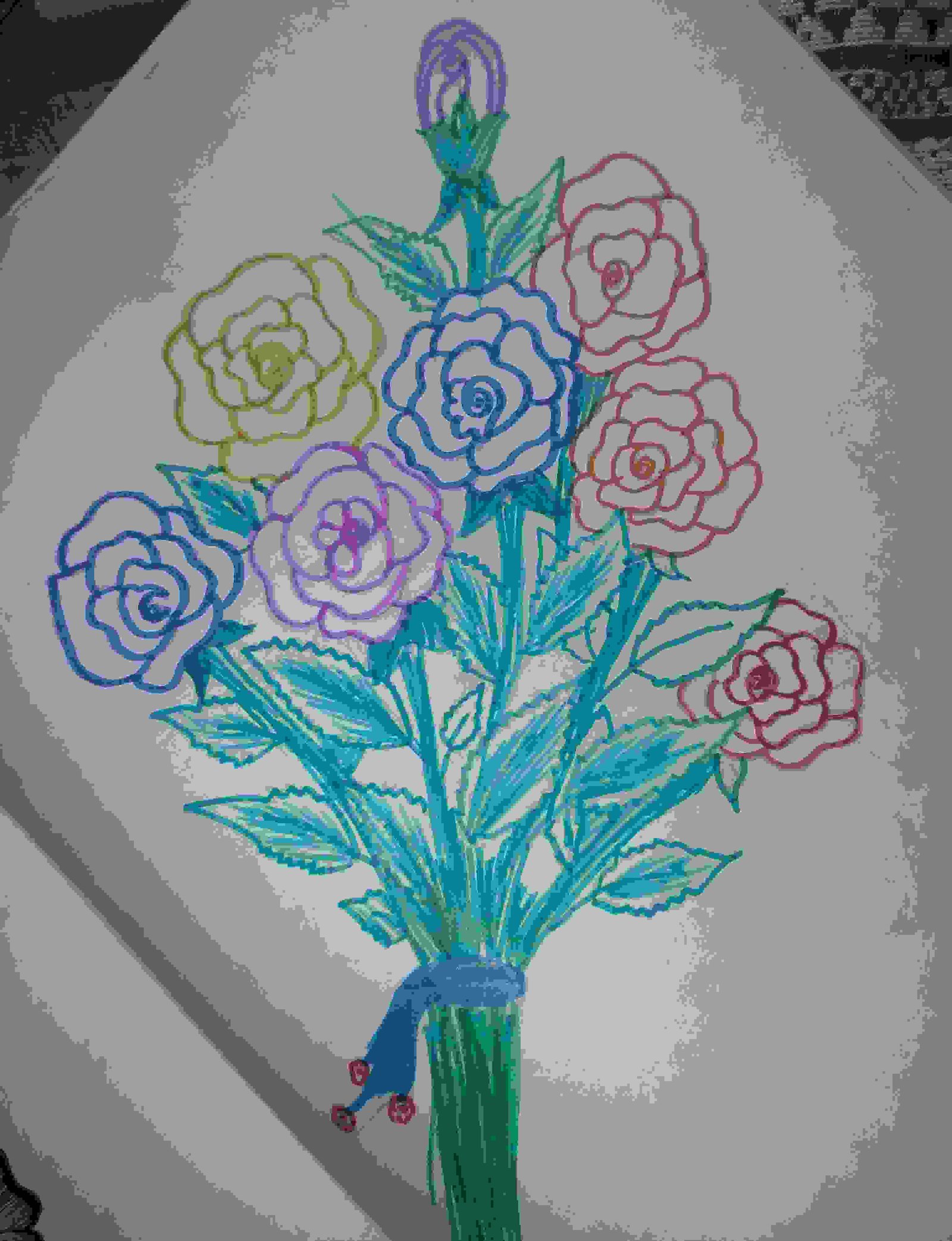 Painting Of A Rose Bucket In Paper Work Size A4 Size Paper