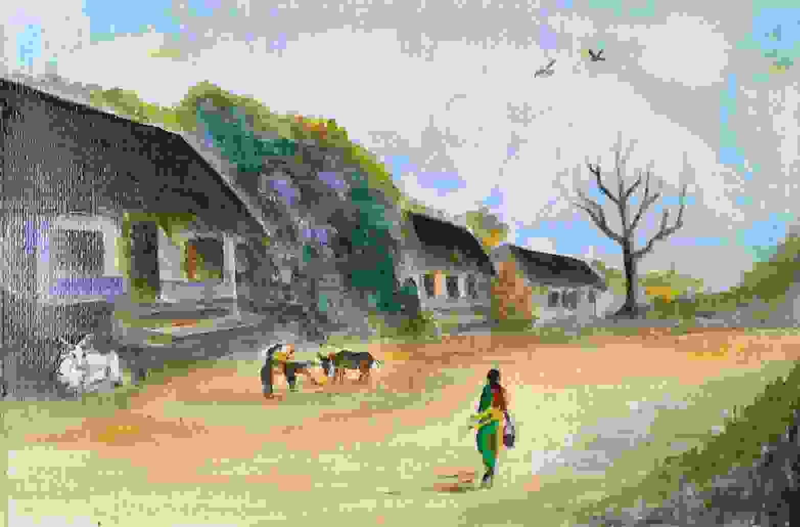 Name Odia Village Size A3 Medium Acrylics On Canvas Sheet