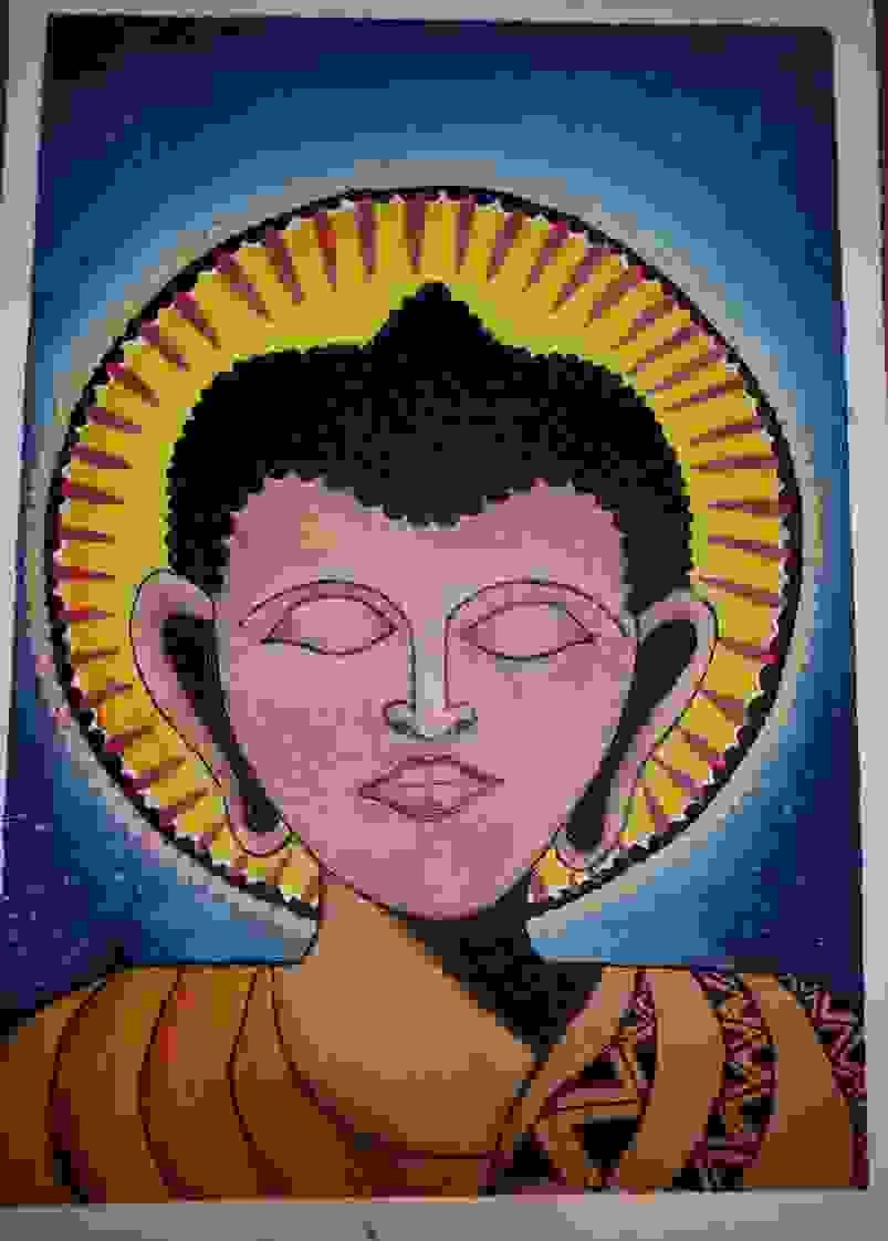 Painting Of Gautam Buddha In Canvas Painting Size 16cm