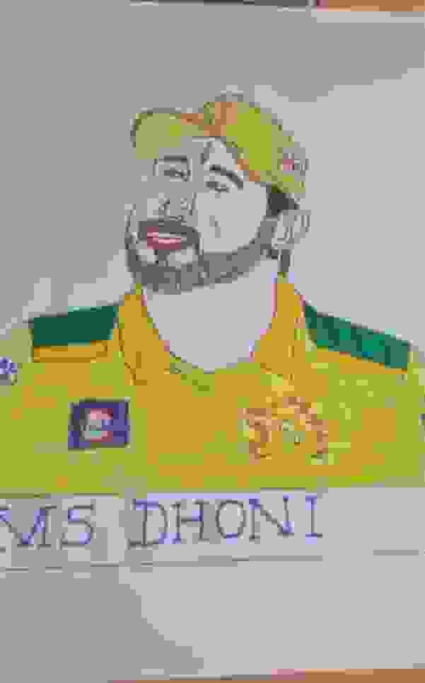 Painting Of Ms Dhoni Drawing In Drawing Size 21297 A4 Size