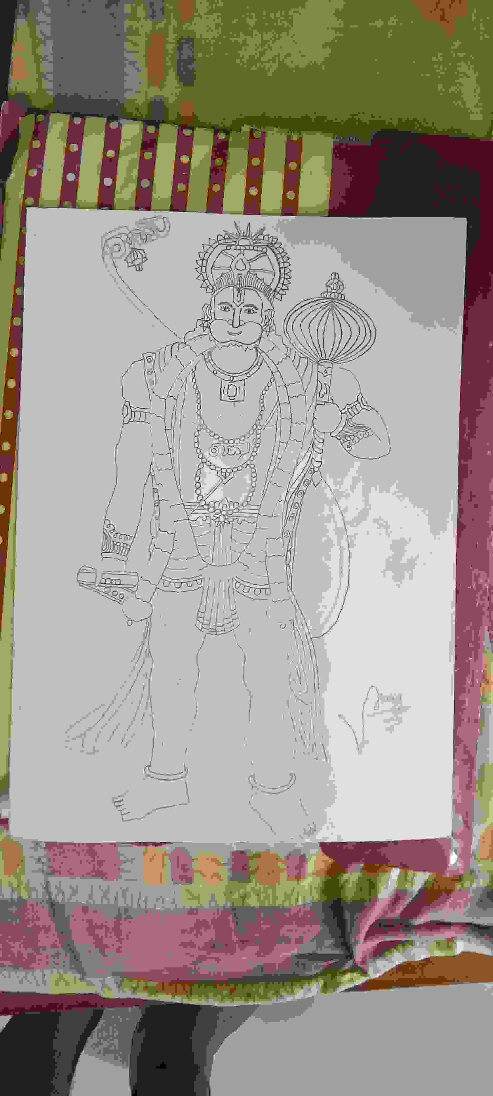 Drawing of Lord Hanuman Outline Editable Illustration. Strength and  Powerful God Bhajarangi or Lord Shiva Stock Vector - Illustration of  celebration, monkey: 178414120