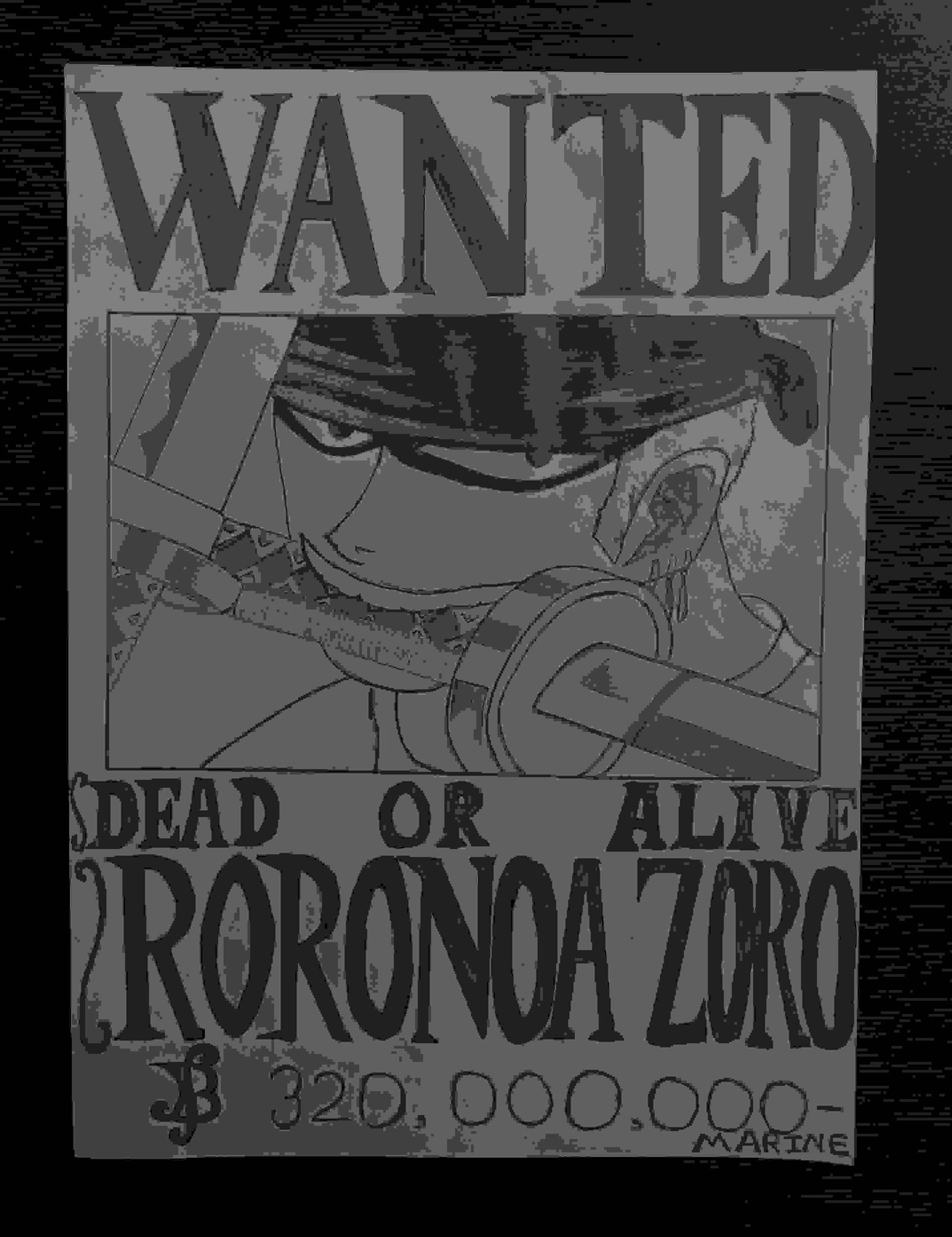 Painting Of Roronoa Zoro One Piece Wanted Poster In