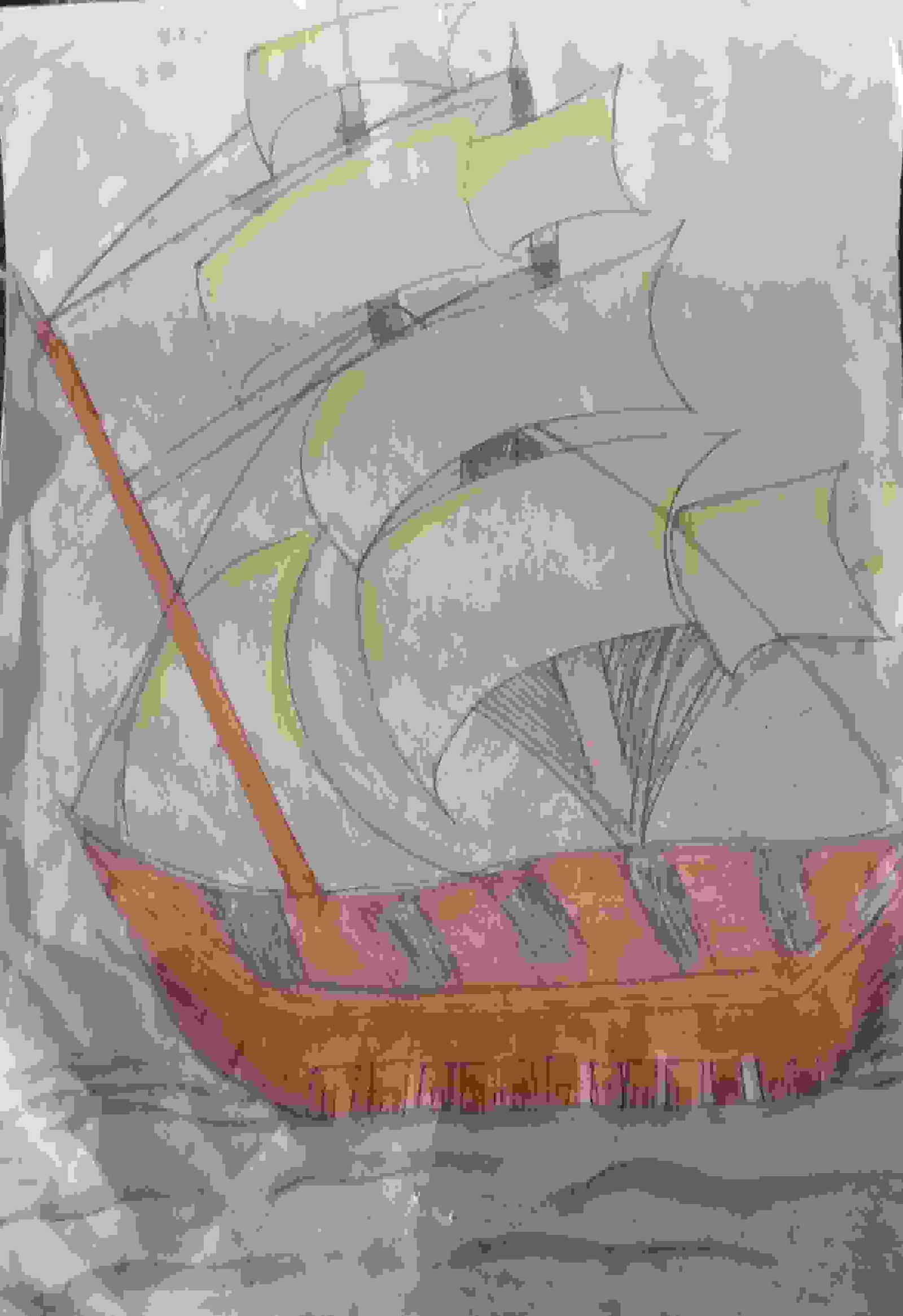 Painting Of Boat In Pencil Colour Size 29521 Sq Cm Price