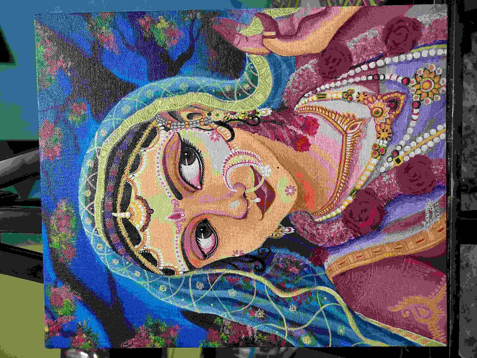 Radha Rani Painting From Acrylic Colours Canvas