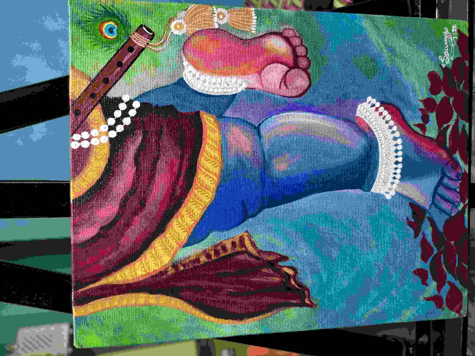 Bal Krishna Acrylic Painting On Canvas 