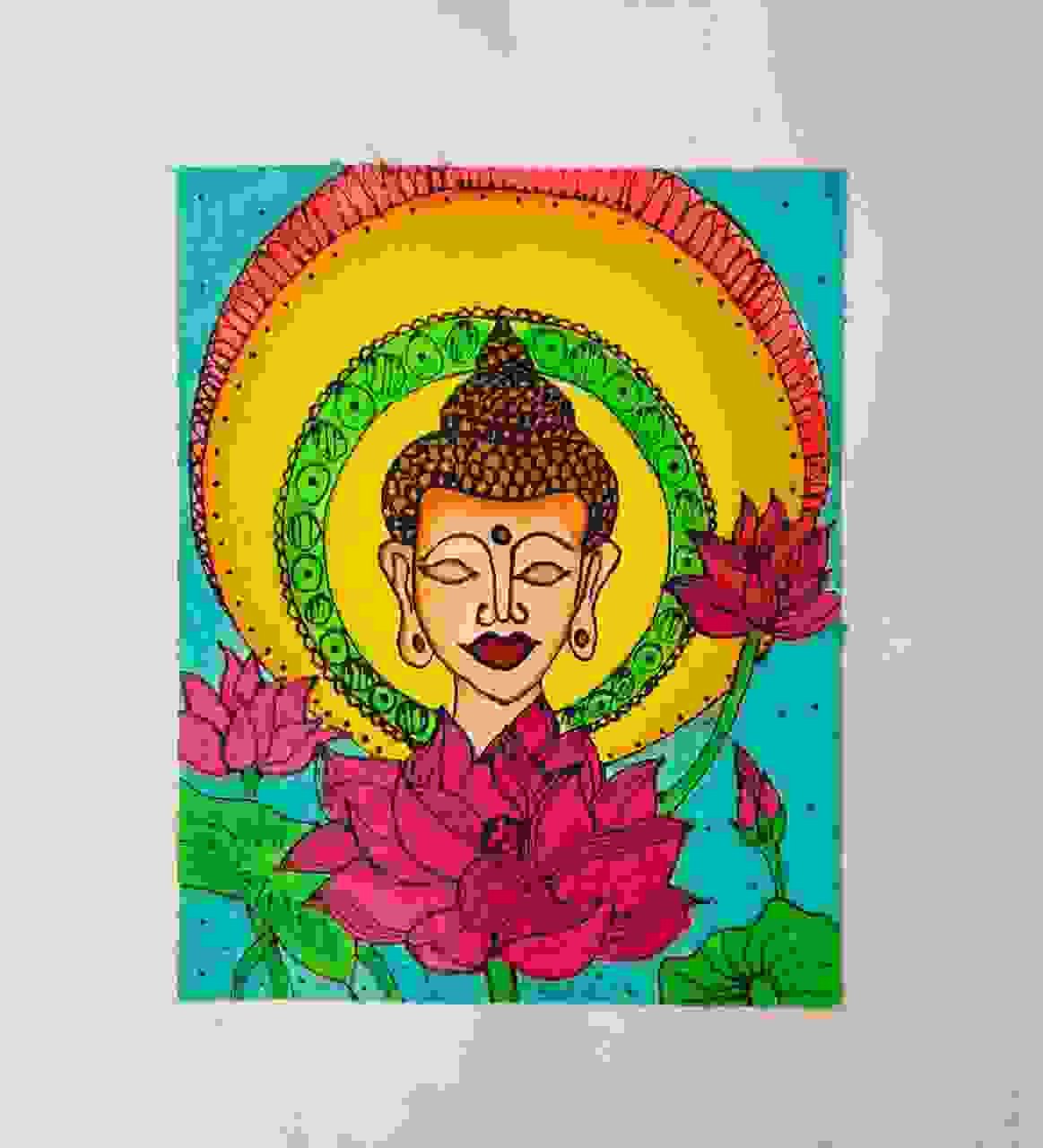 Lord Buddha Acrylic Painting For Workshop By Ms Jigna Daftary Httpswww