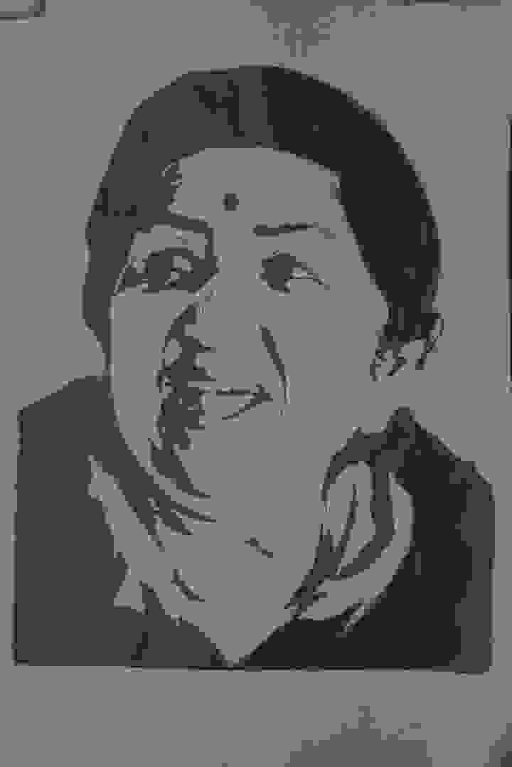 Painting Of Stencil Art Of Lata Manageshkar Lata Mangeshkar 