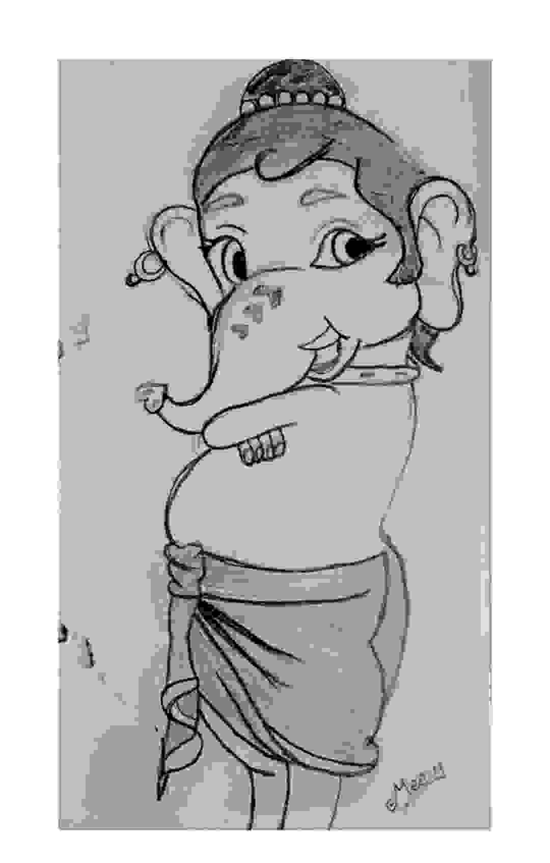 Painting Of Ganesh Pencil Sketch In Instagram Youtube Google Size 15cm