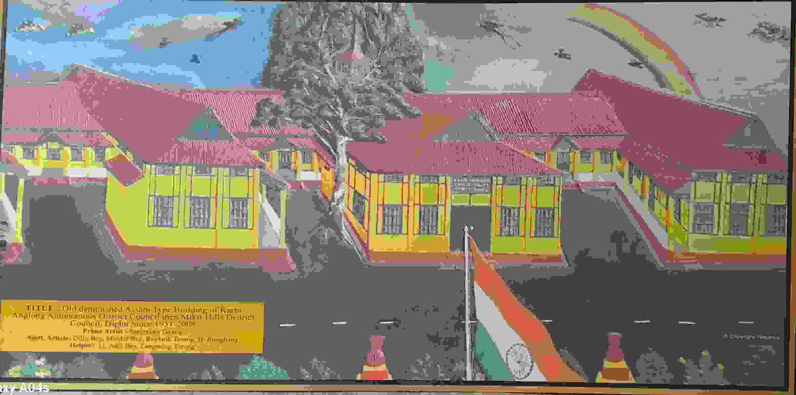 Painting Of Old Demolished Assamtype Building Of Karbi