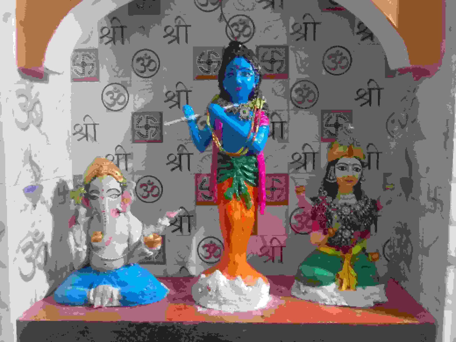 Bhagwan Sri Krishna Ganesha And Mata Lakshmi These Sculpture