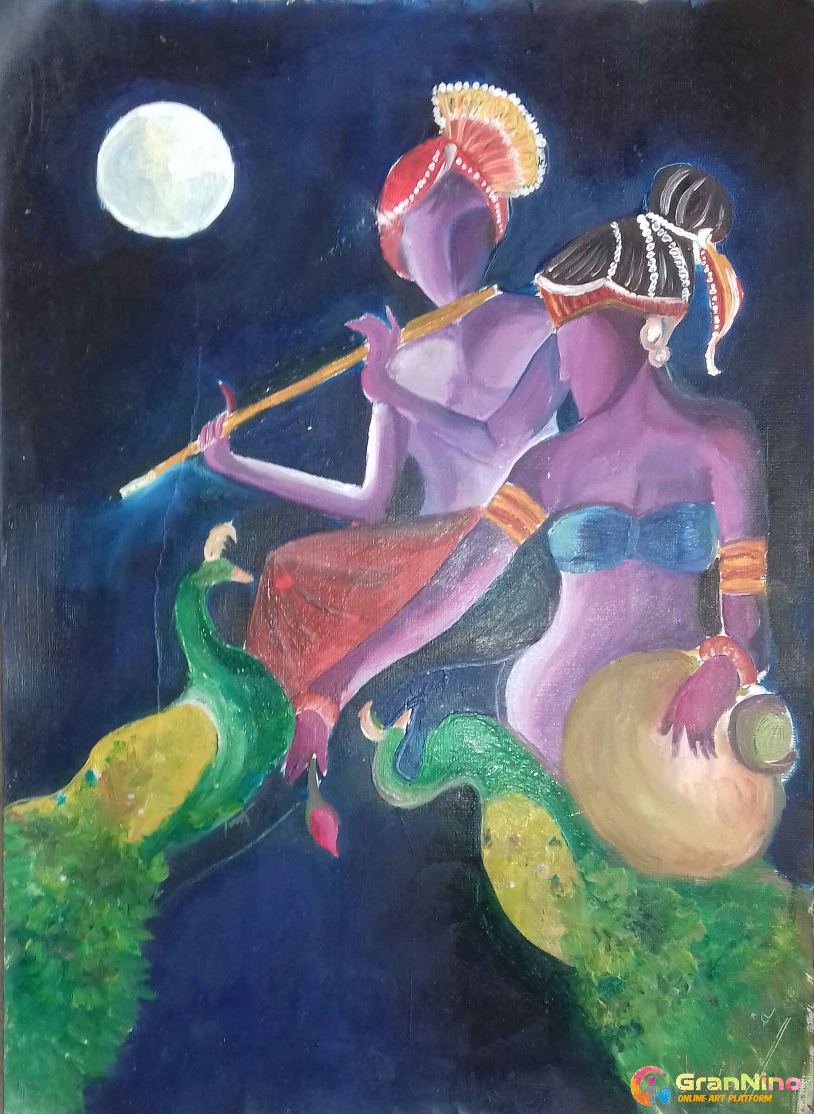 abstract radha krishna oil paintings