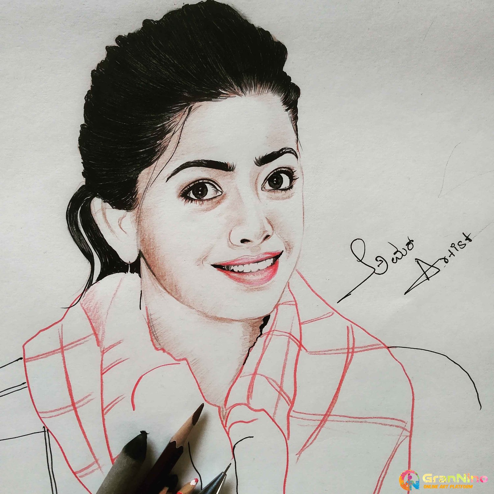Pencil Drawing Of Rashmika Mandanna | 3d-mon.com