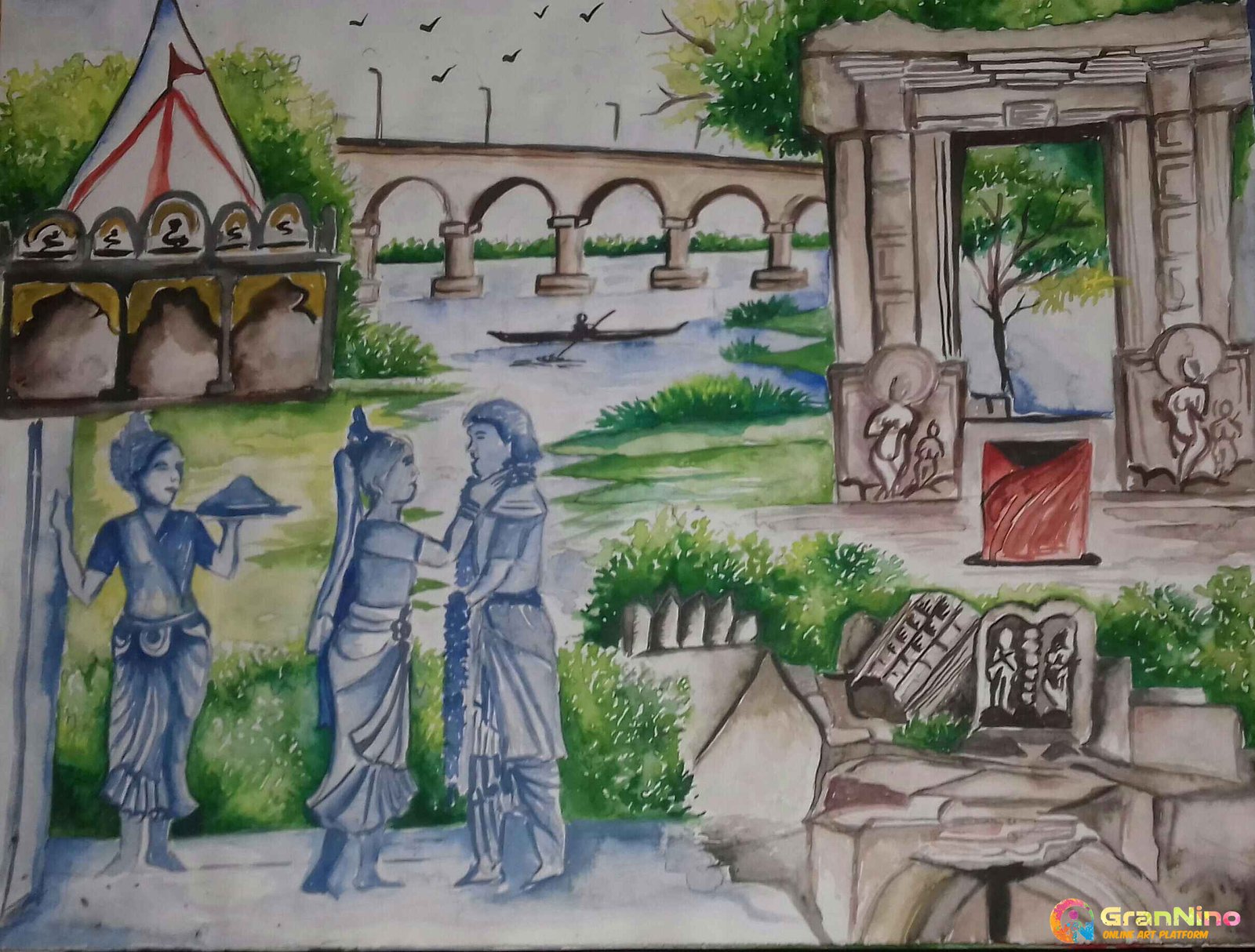 The Beauty Of Tezpur Water Colour Art By Ankur