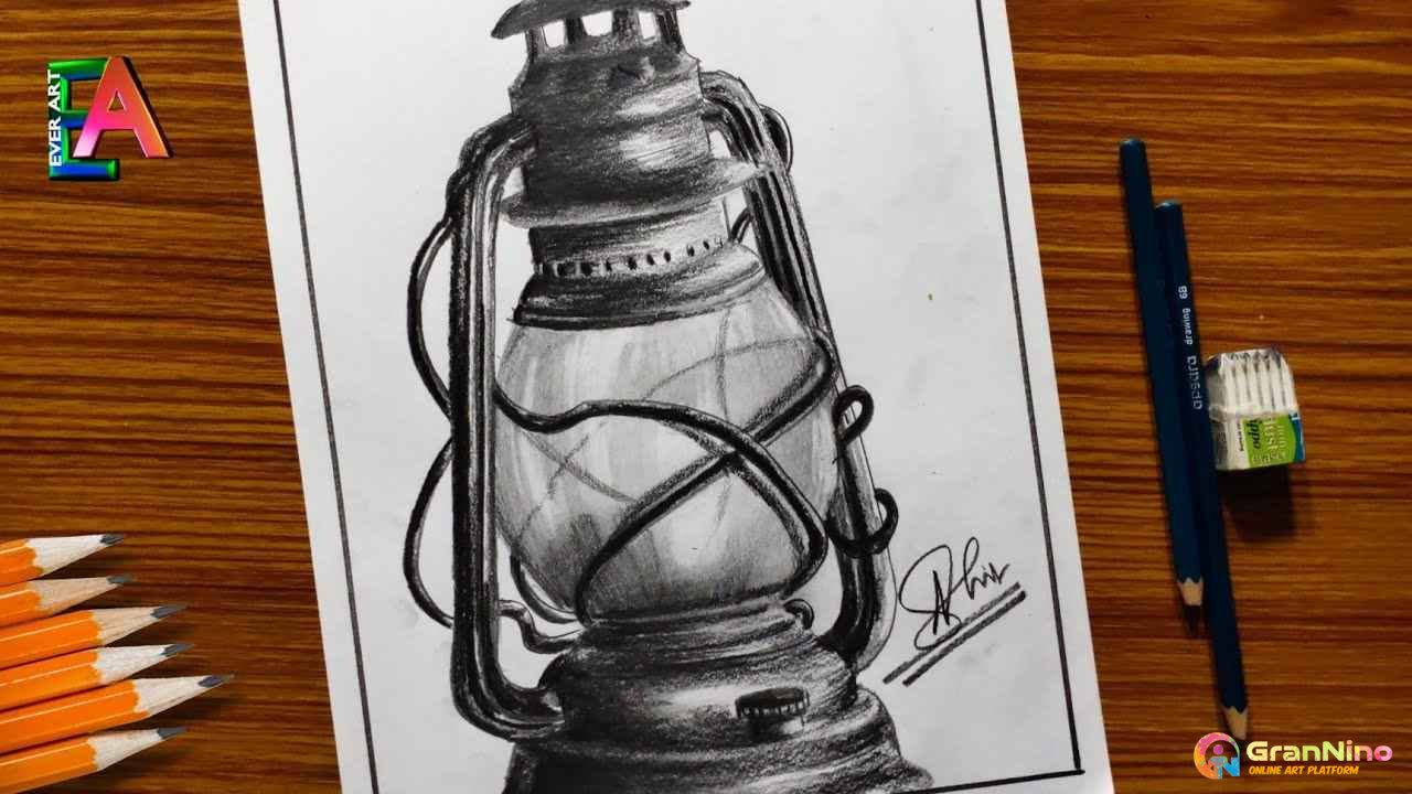 Lantern Drawing Old Lantern Drawing With Pencil - GranNino