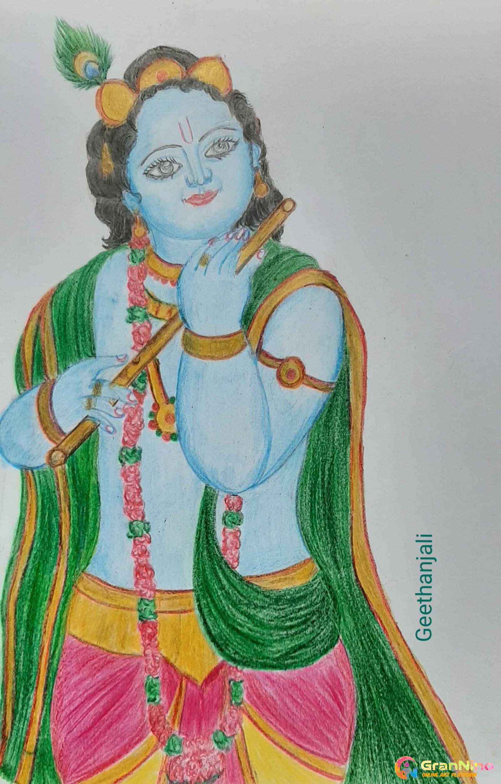 Easy Janamashtami drawing of Krishna/water colour/krishna painting for wall  decore - YouTube