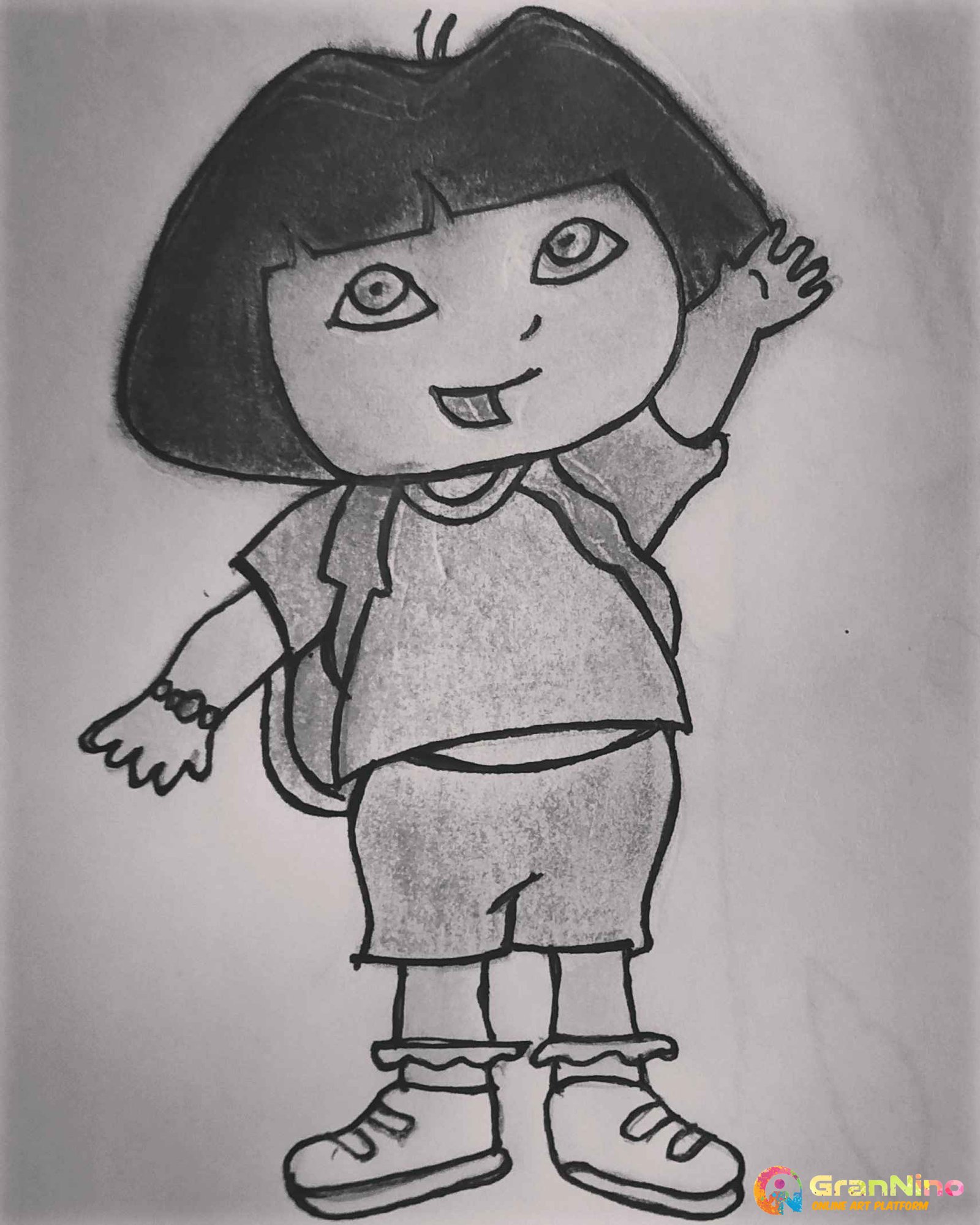 Dora drawing for kids | How To Draw Dora The Explorer | Coloring - YouTube