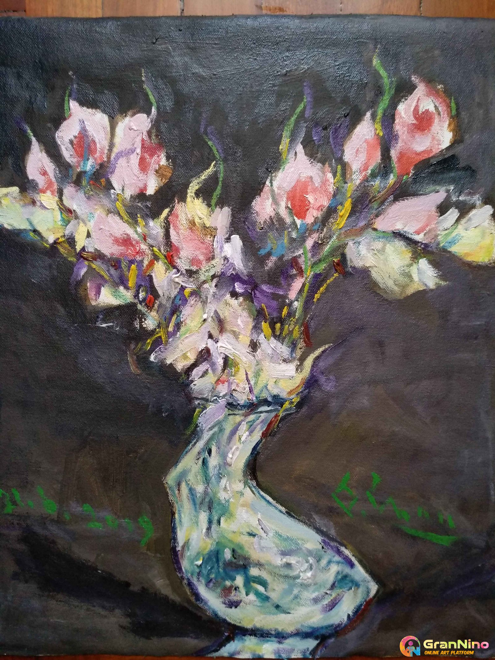 Vase Of Flowers Oil On