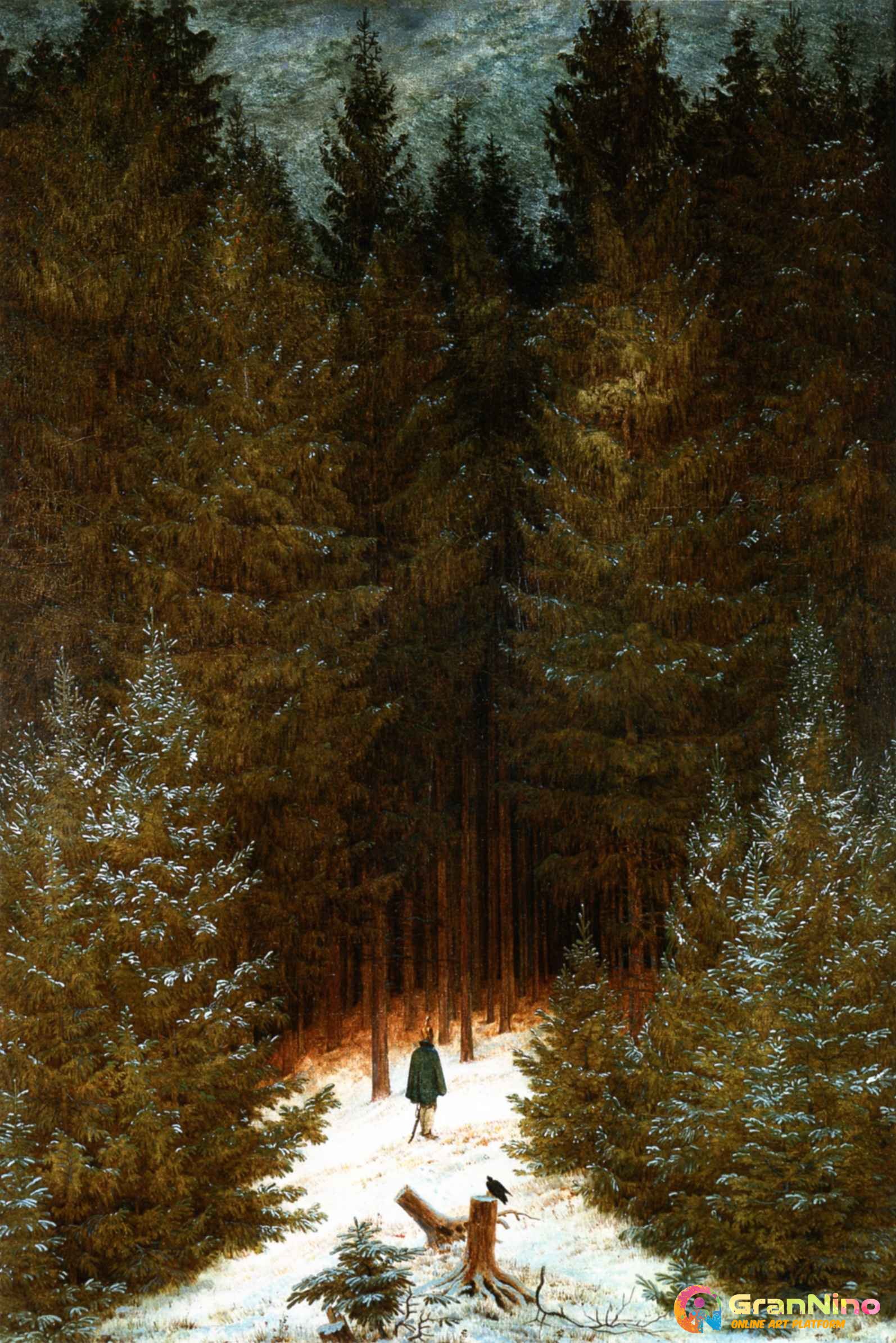 The Chasseur In The Forest Artist Caspar David Friedrich