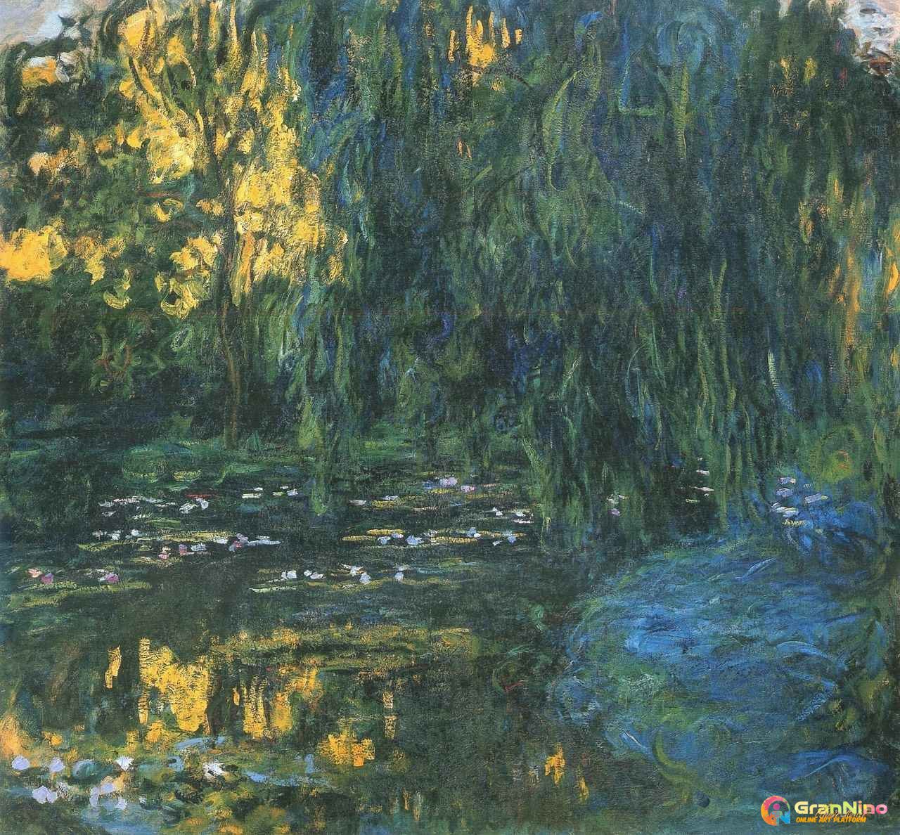Water Lily Pond And Weeping Willow