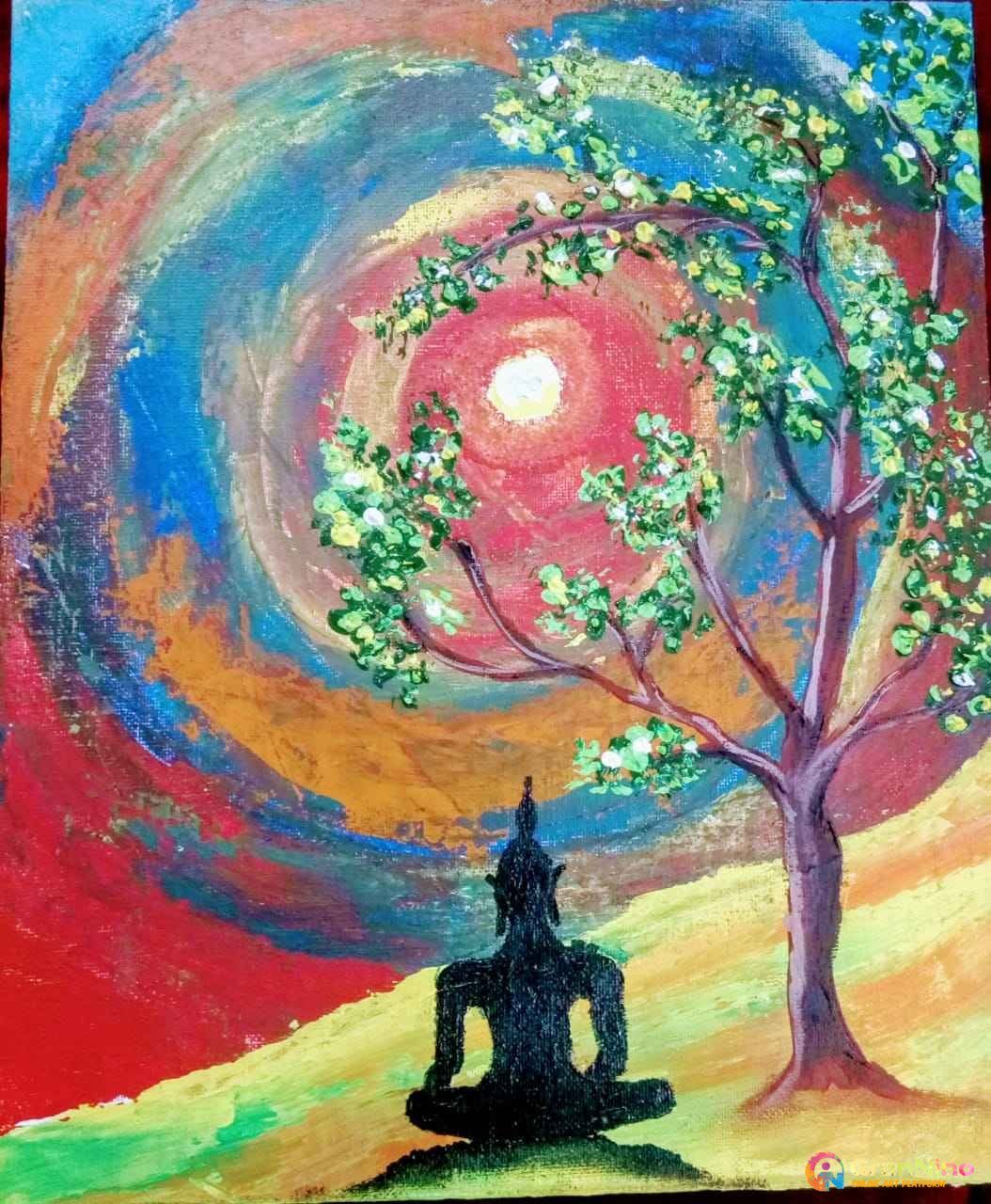 On Meditation Acrylic On Canvas 8x10