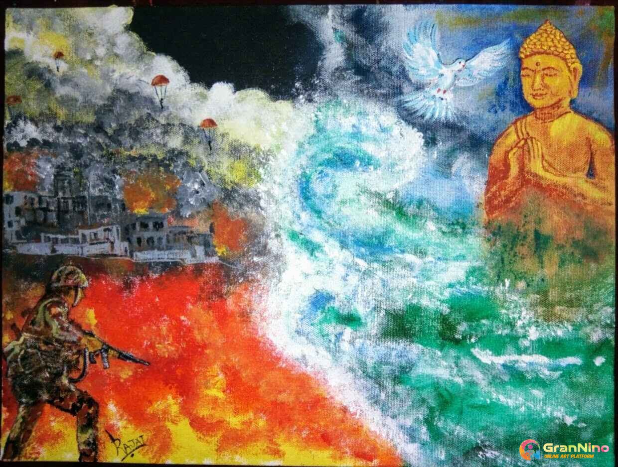 Peace Dominates On War Acrylic On Canvas 12x18