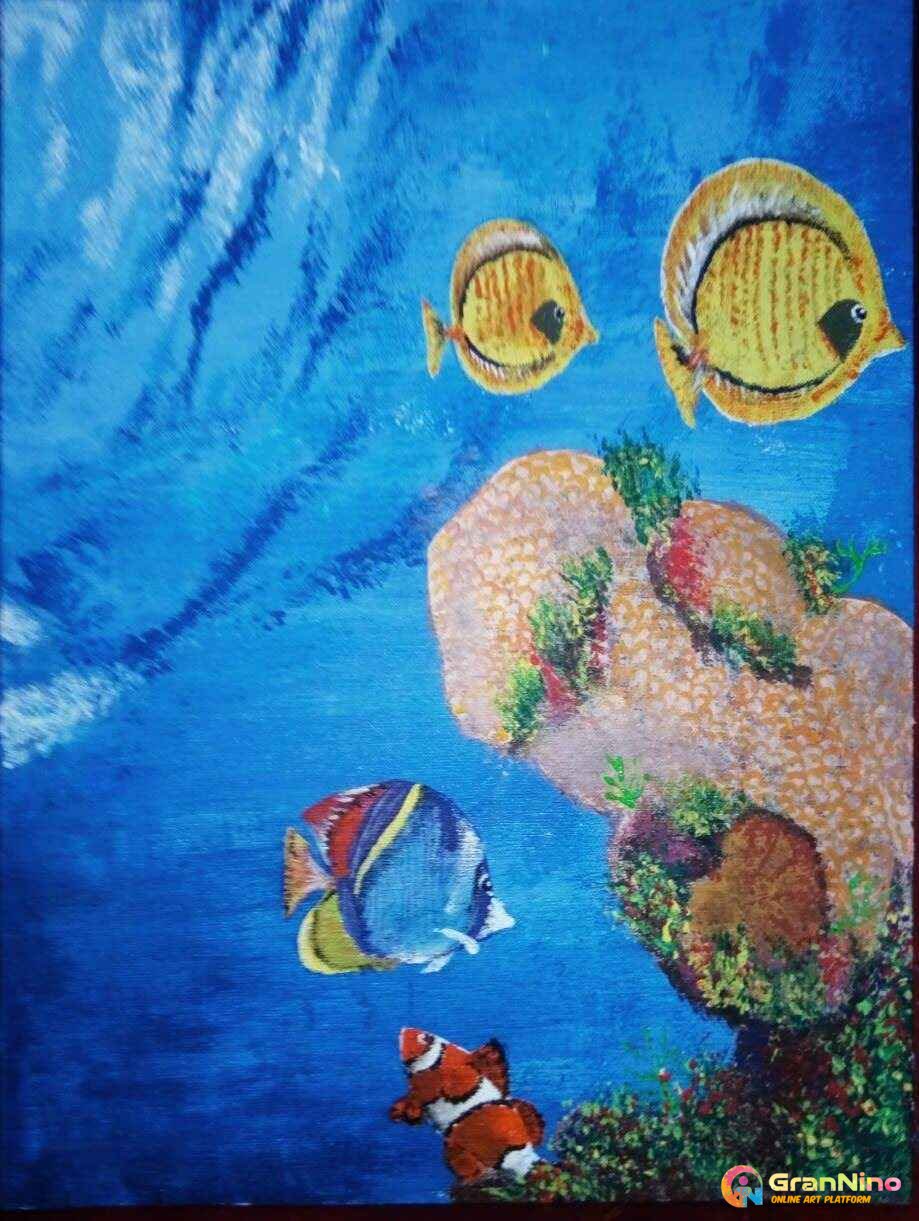 Marine Life Acrylic On Canvas 12x18