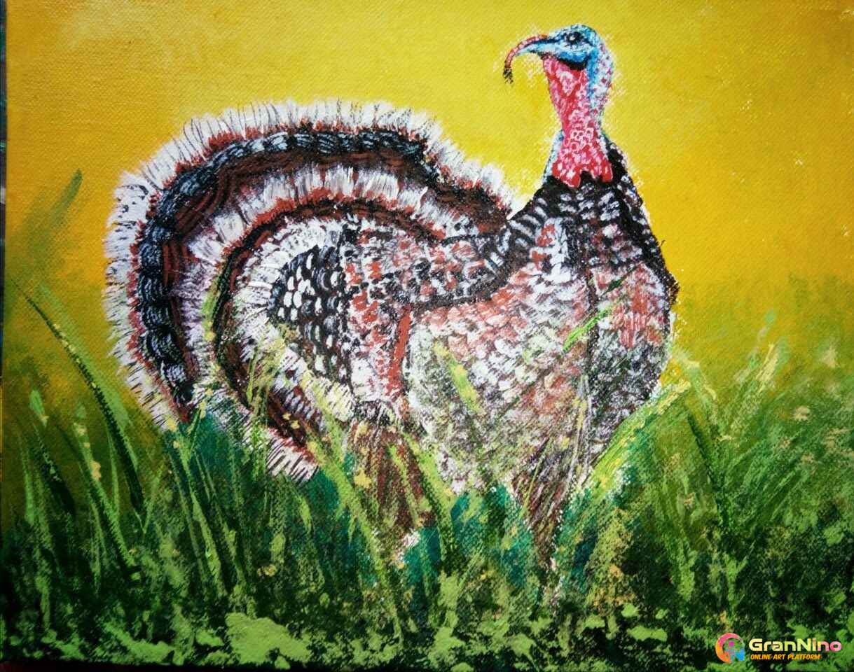 Turkey Bird Acrylic On Canvas 12x10