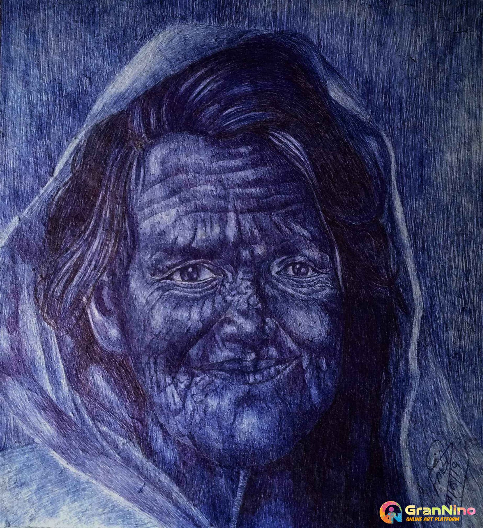 Old Village Mamma Ball Pen Portrait Ball Pen Series 005
