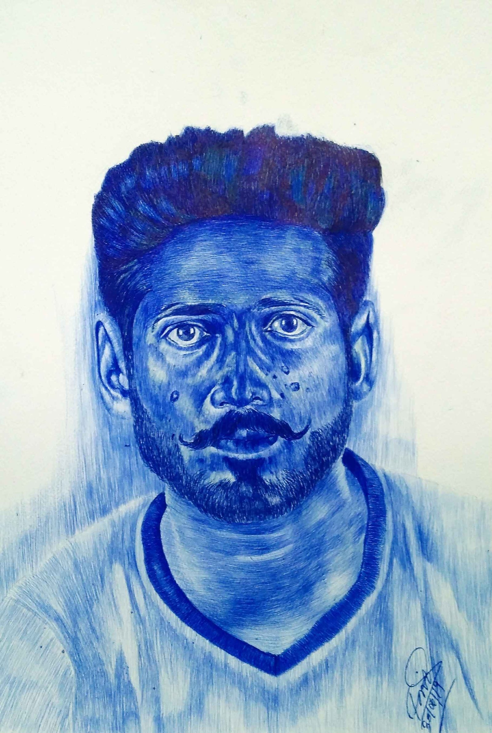 Indian Man Portrait Ball Pen Series 007