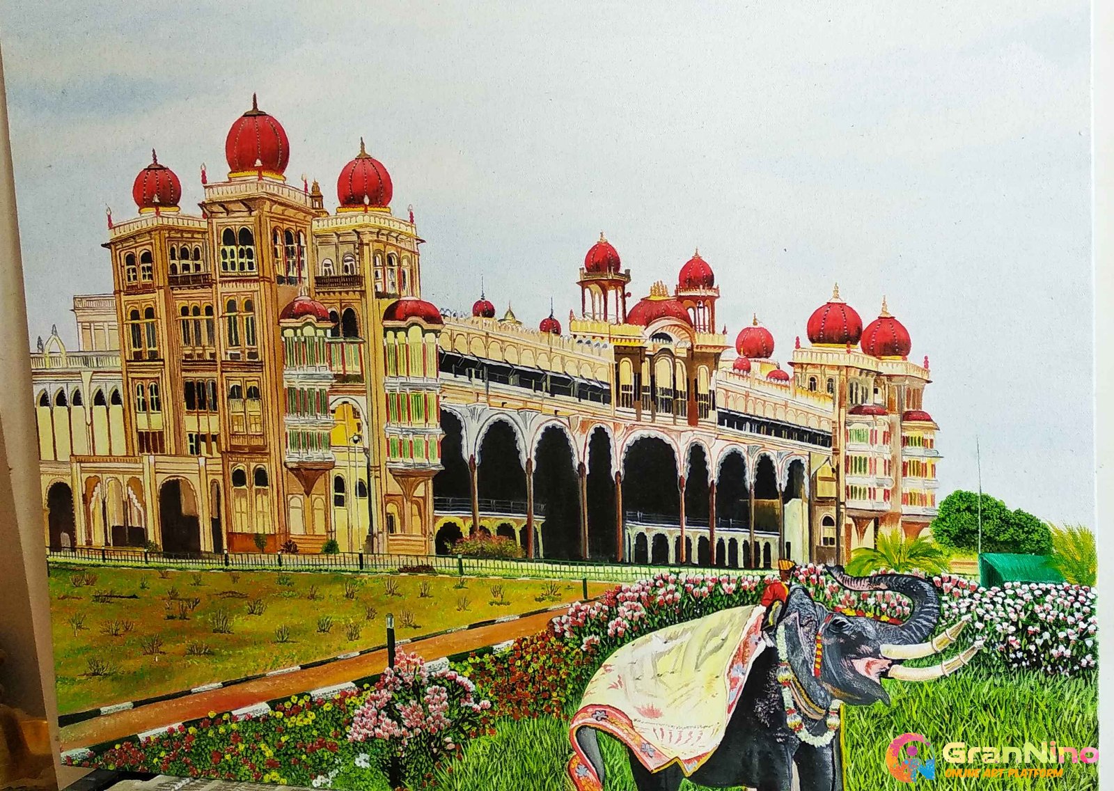 Image of Sketch Of Very Famous Mysore Palace Outline Editable  Illustration-HV407940-Picxy