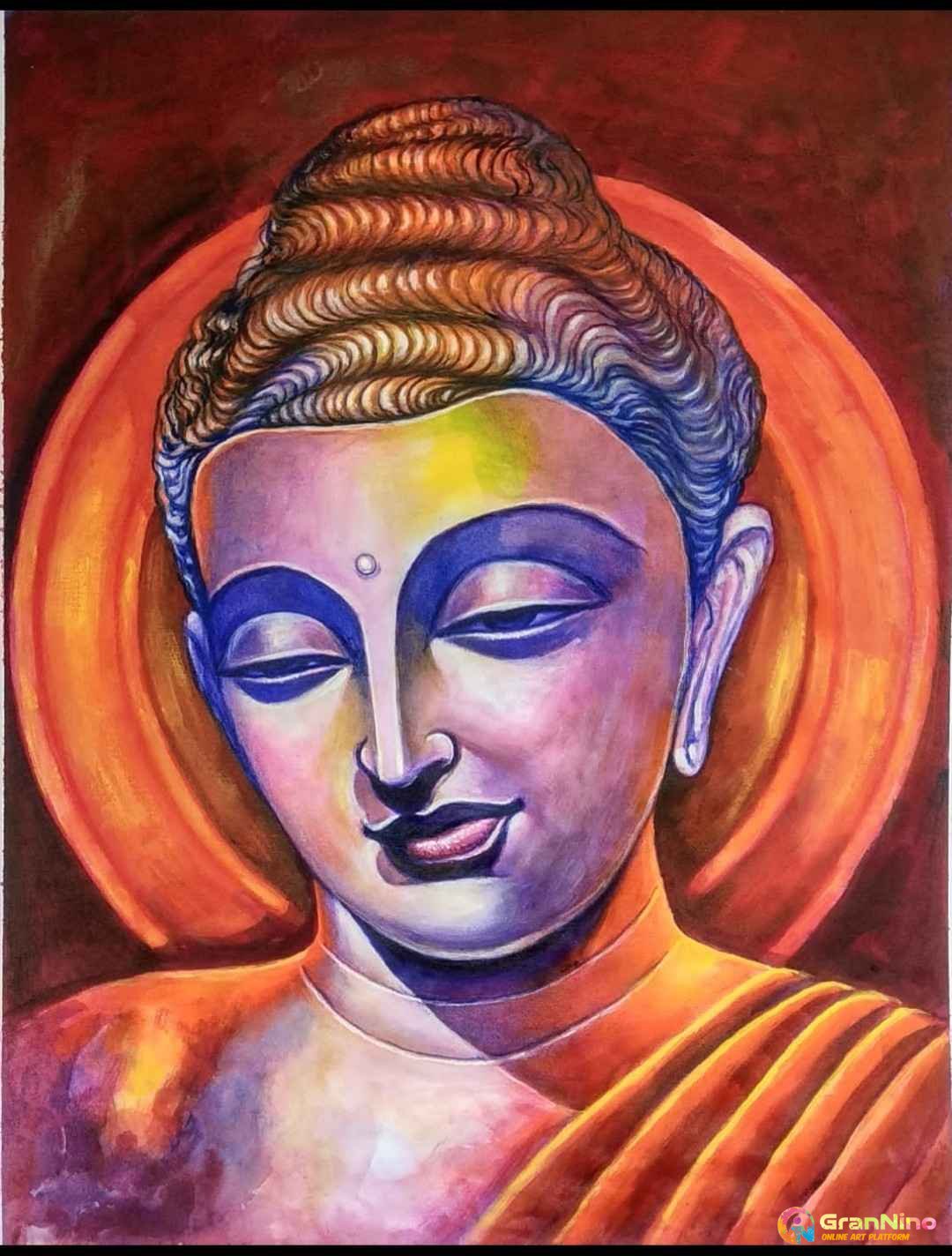 Gautama Budhha Acrylic On Pasting