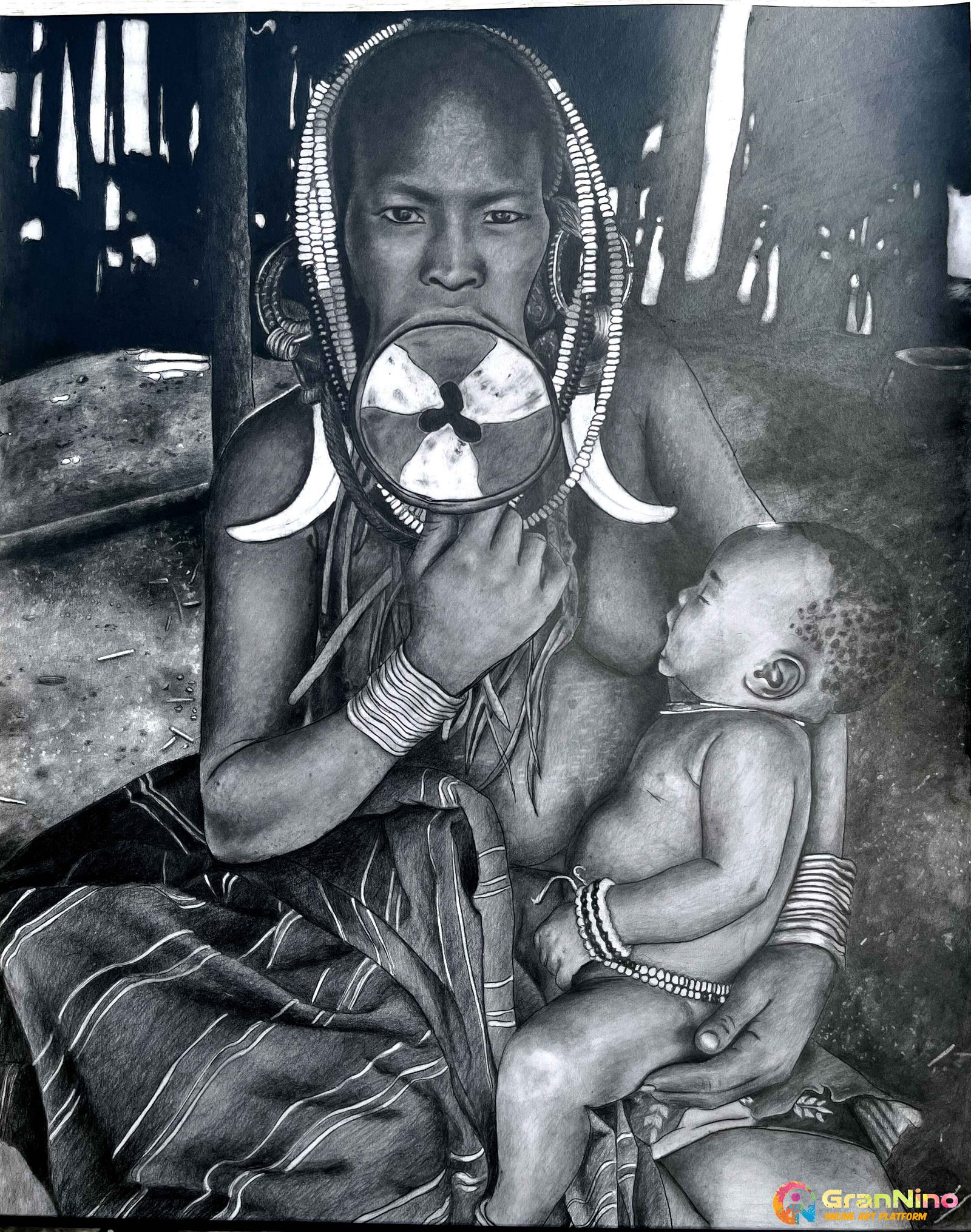 This Is Hyper Realistic Drawing Of African Tribe Lady With