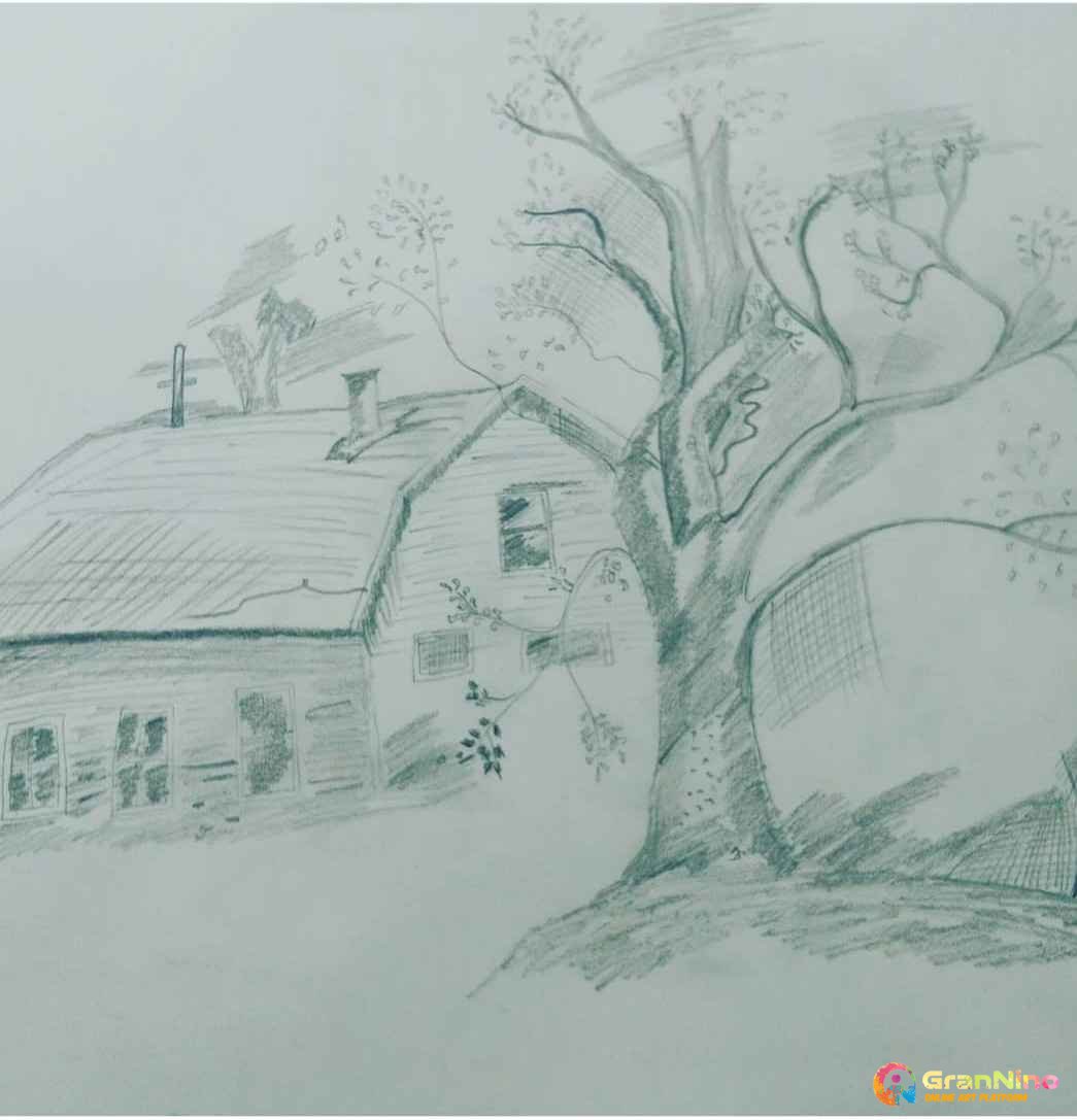 My Village. My country. Drawings. Pictures. Drawings ideas for kids. Easy  and simple.