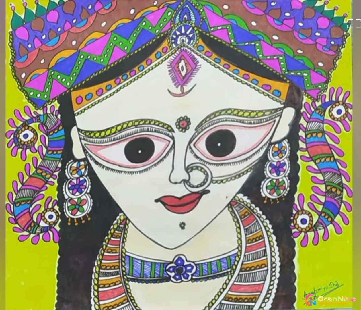 Painting Of Madhubani Painting In Painting Size A4size Sq