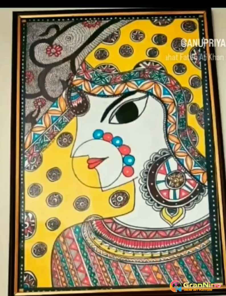 Painting Of Painting In Madhubani Painting Size A4size Sq