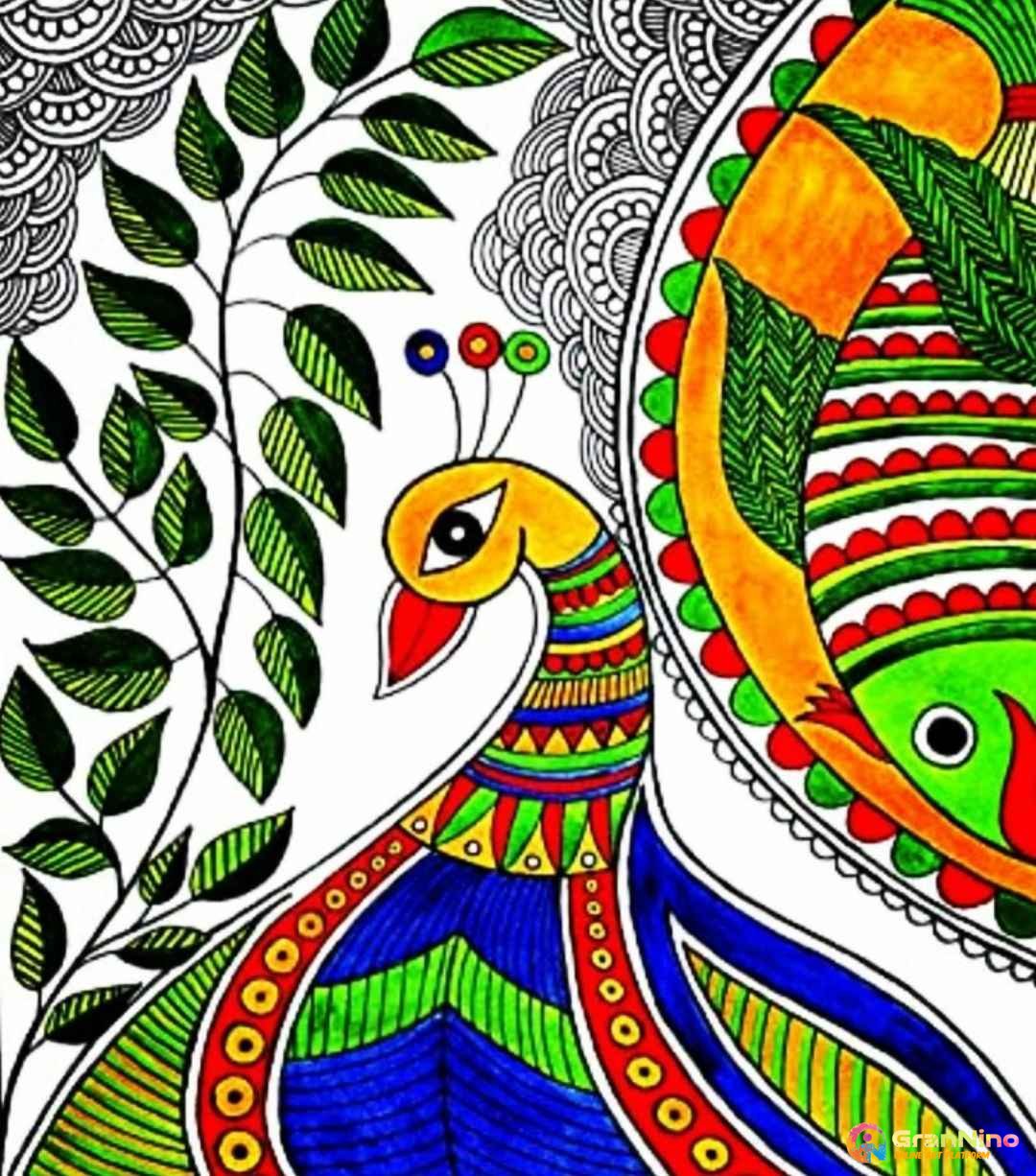 JayaSkills Madhubani Painting / Mithila Art Original Hand Made Laminated  Madhubani Painting of God Sun | Madhubani Art Pencil Sketch Drawing |  Painting for Wall, Living Room, Bedroom, Office, Home Decoration Acrylic