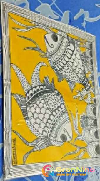 Painting Of Fish Madhubani Painting In 1piece Size A4size