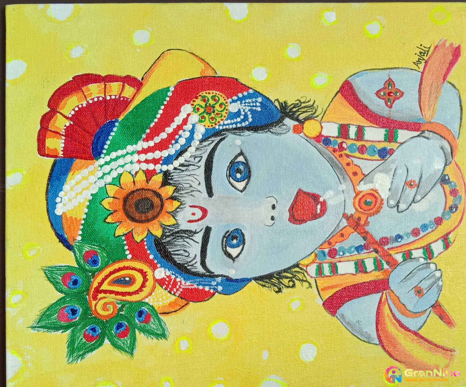 Lord Krishna, Drawing by Gopalakrishnan | Artmajeur