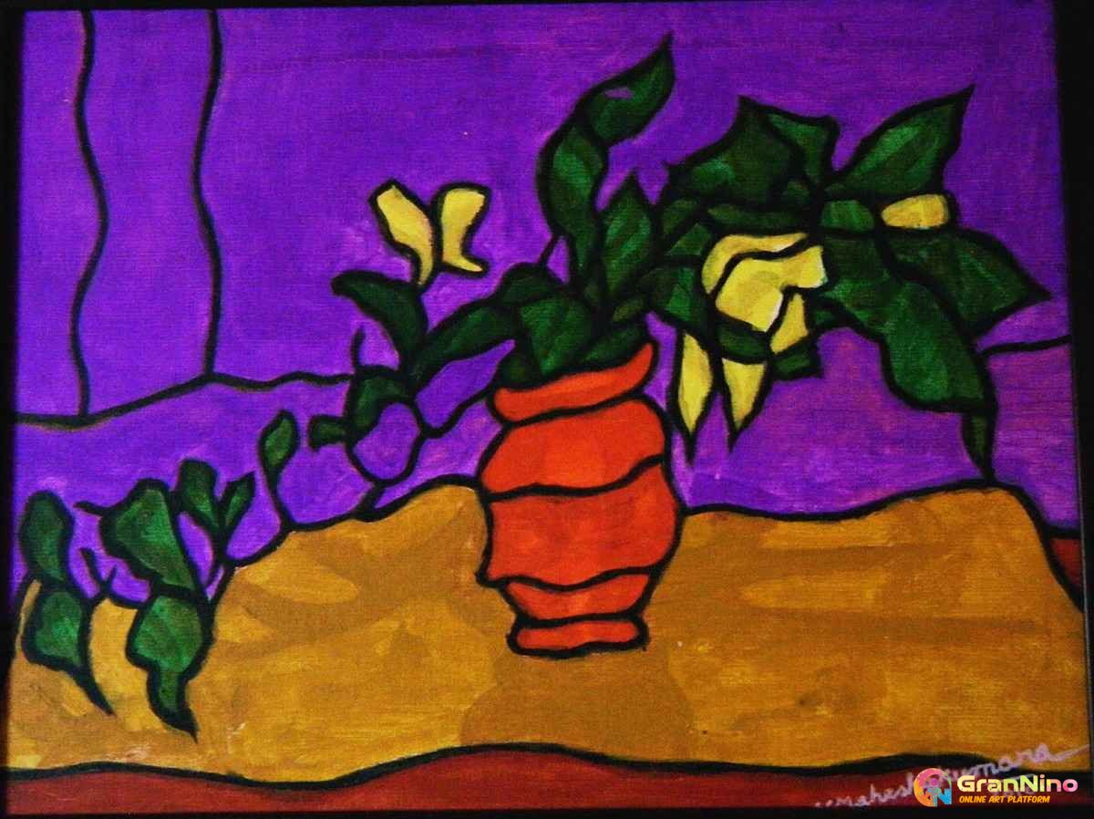 Painting Of Calm Still Life In Acrylic Paint Size 4445 X