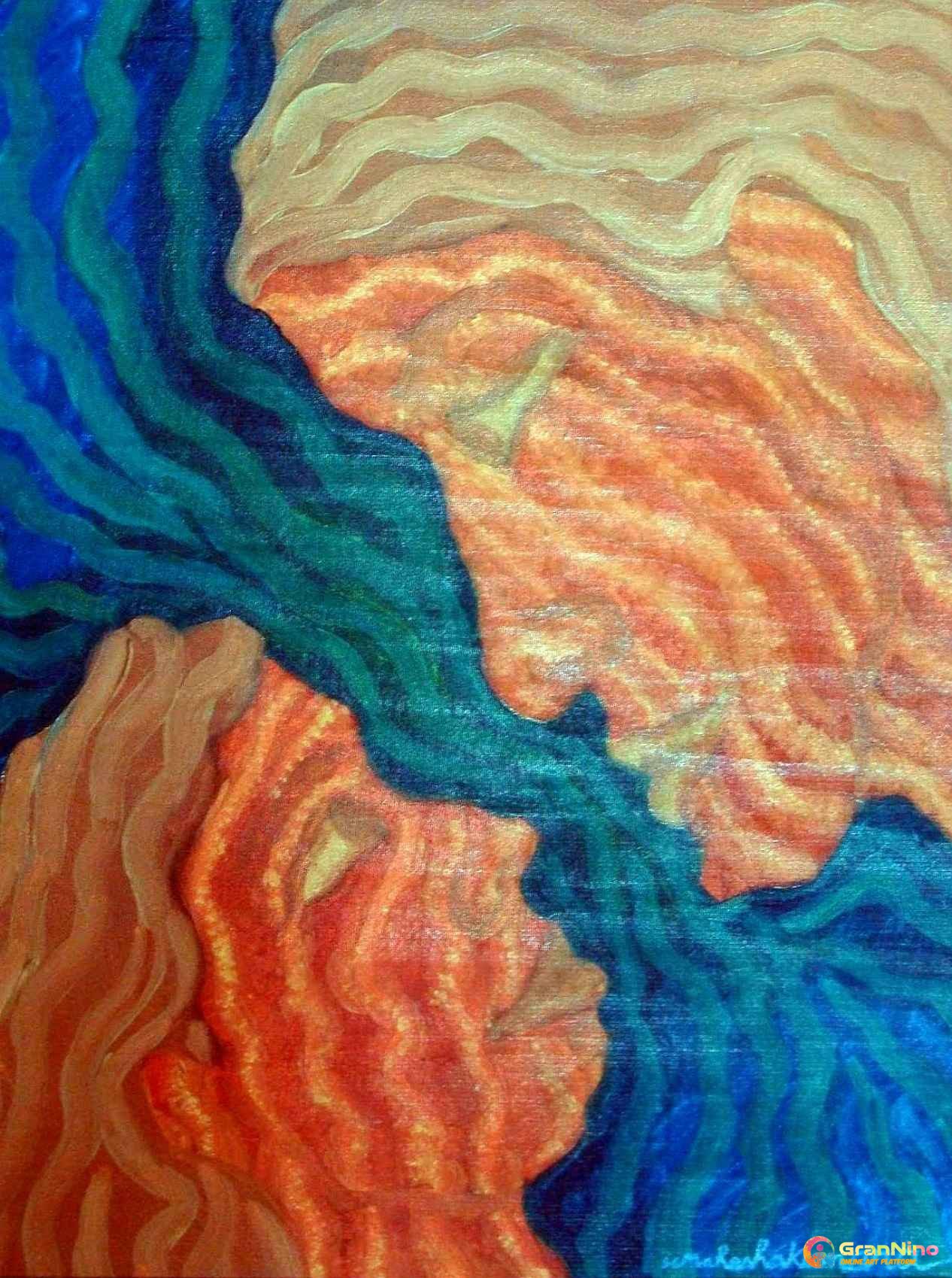 Title Wave Love Mother Child Medium Oil On Canvas Board