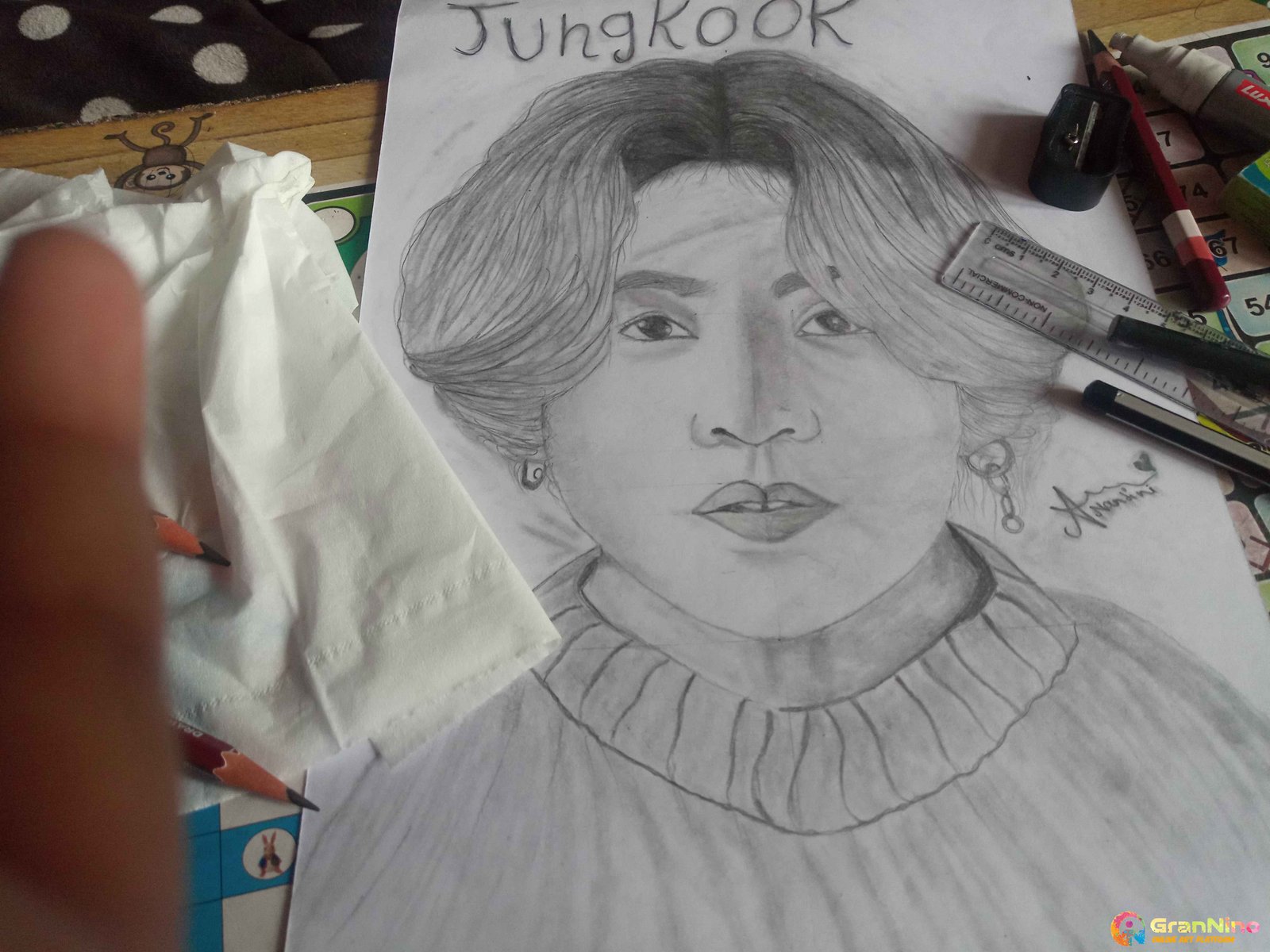 Painting Of Junkook In Sketching Size A4 Sq Cm Price