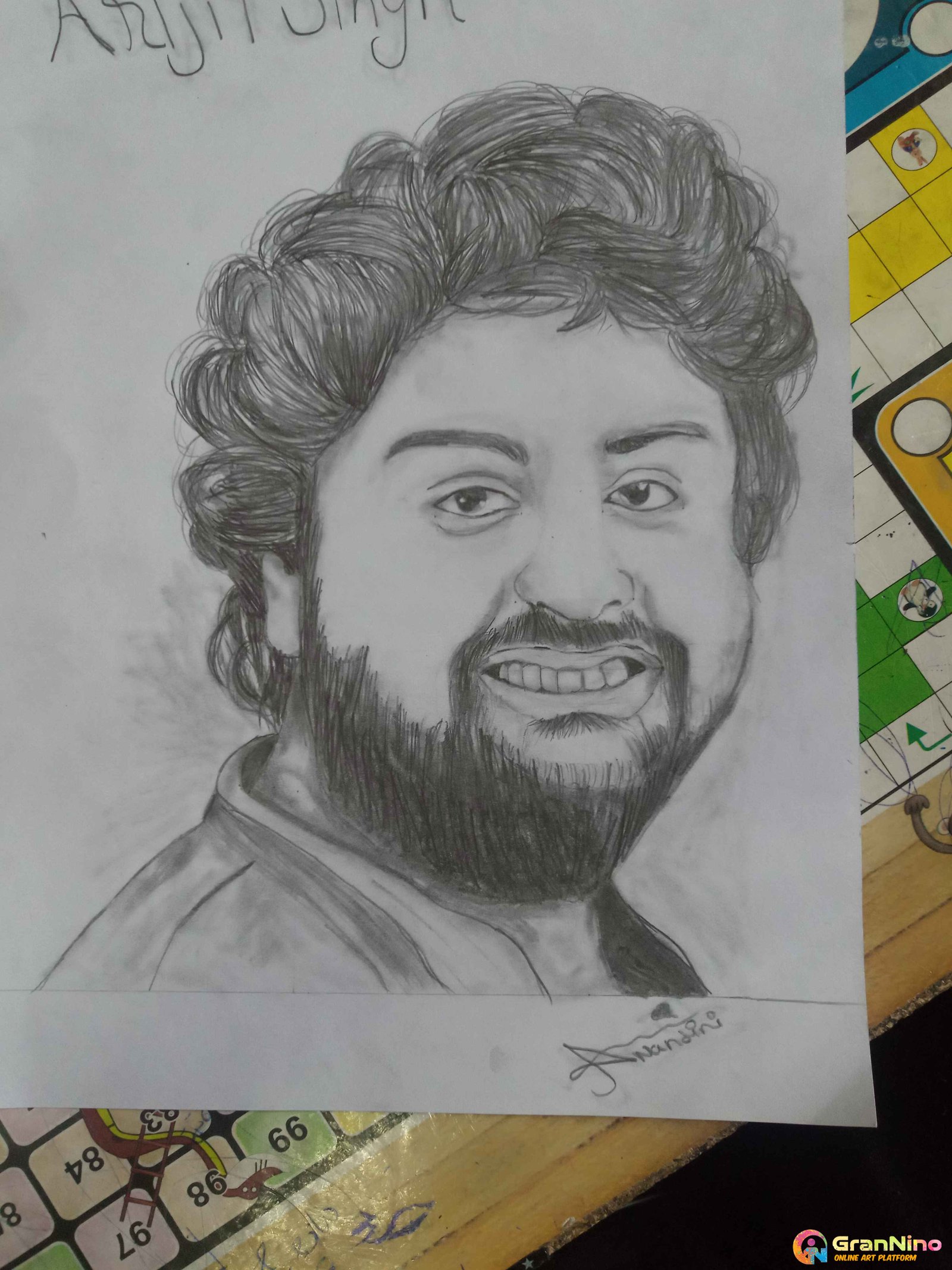 Painting Of Arijit Singh Sketch In Sketching Size A4 Sq Cm