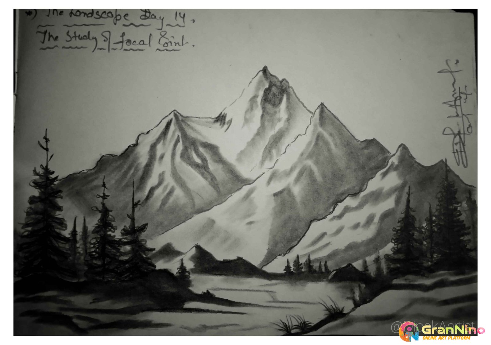 Painting Of The Landscape Day 14 By Dipakaartist In Pencil