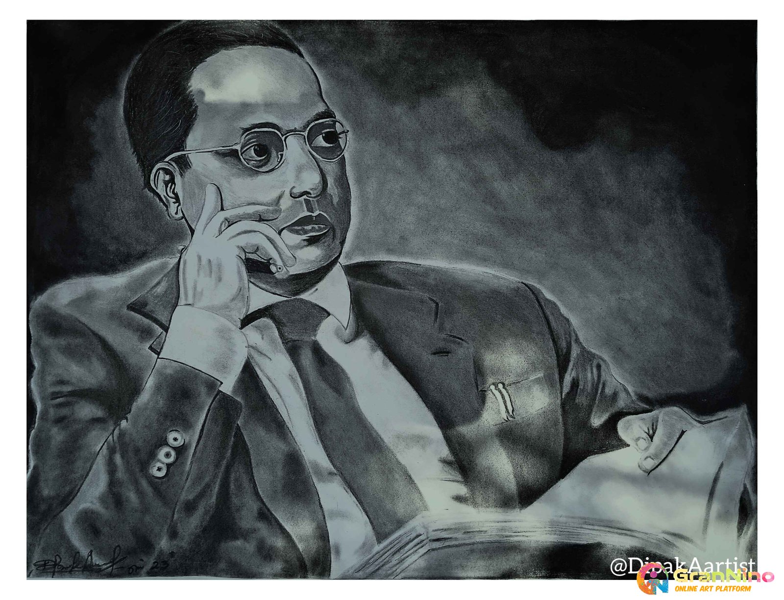 Painting Of Dr Bhimrao Ambedkar 2023 Pencil On Paper In