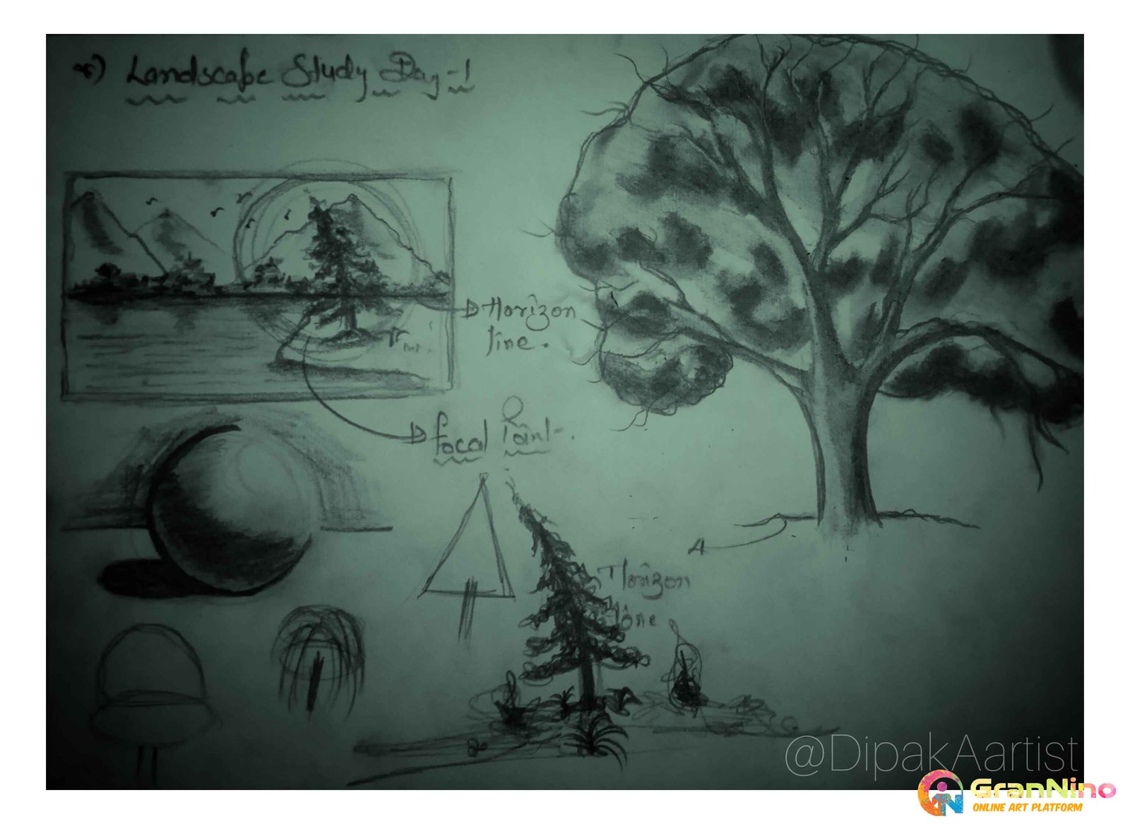 Painting Of The Landscape Day 01 By Dipakaartist In Pencil