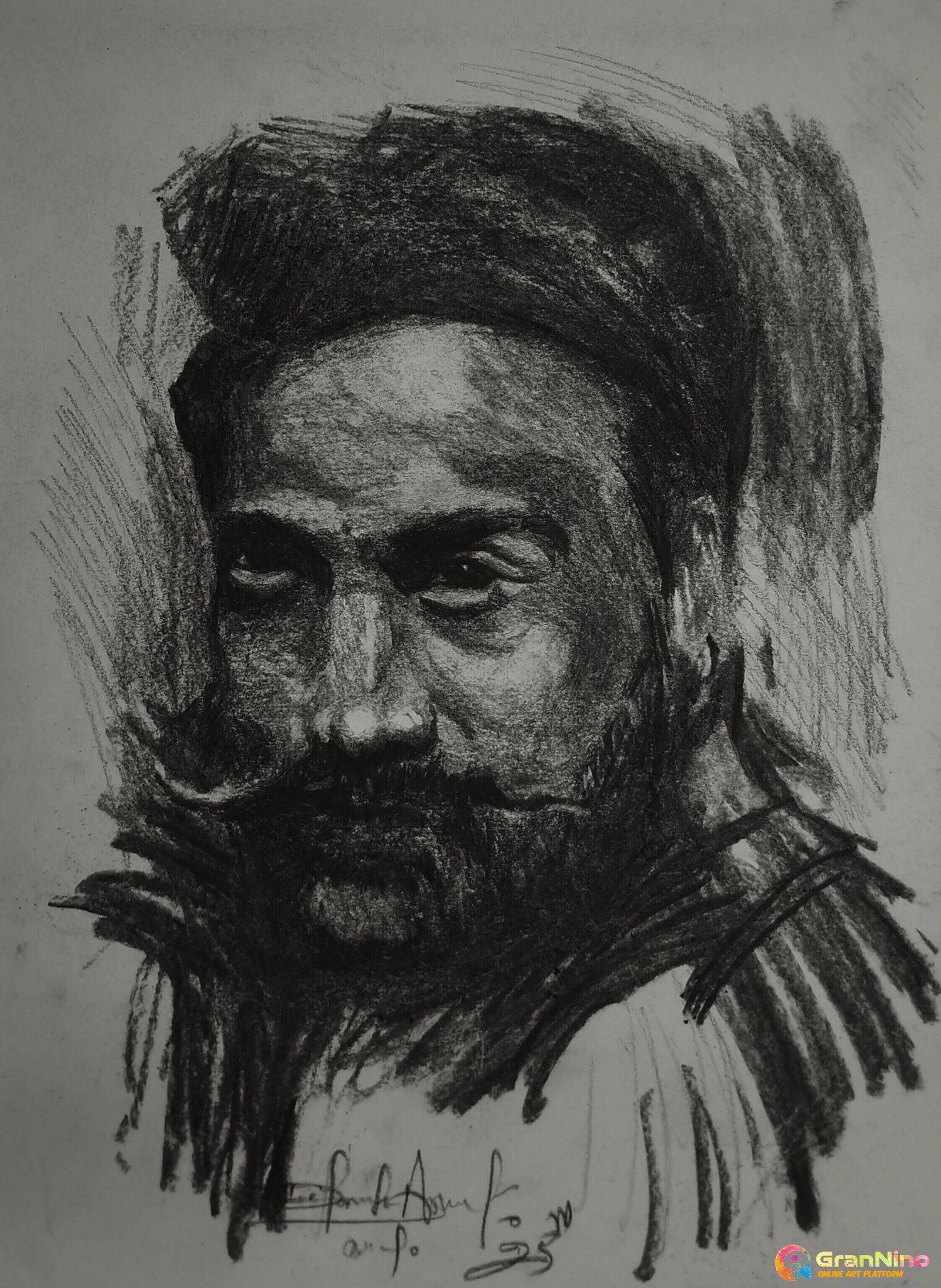 Charcoal Portrait Drawing Kkrishan Kundara